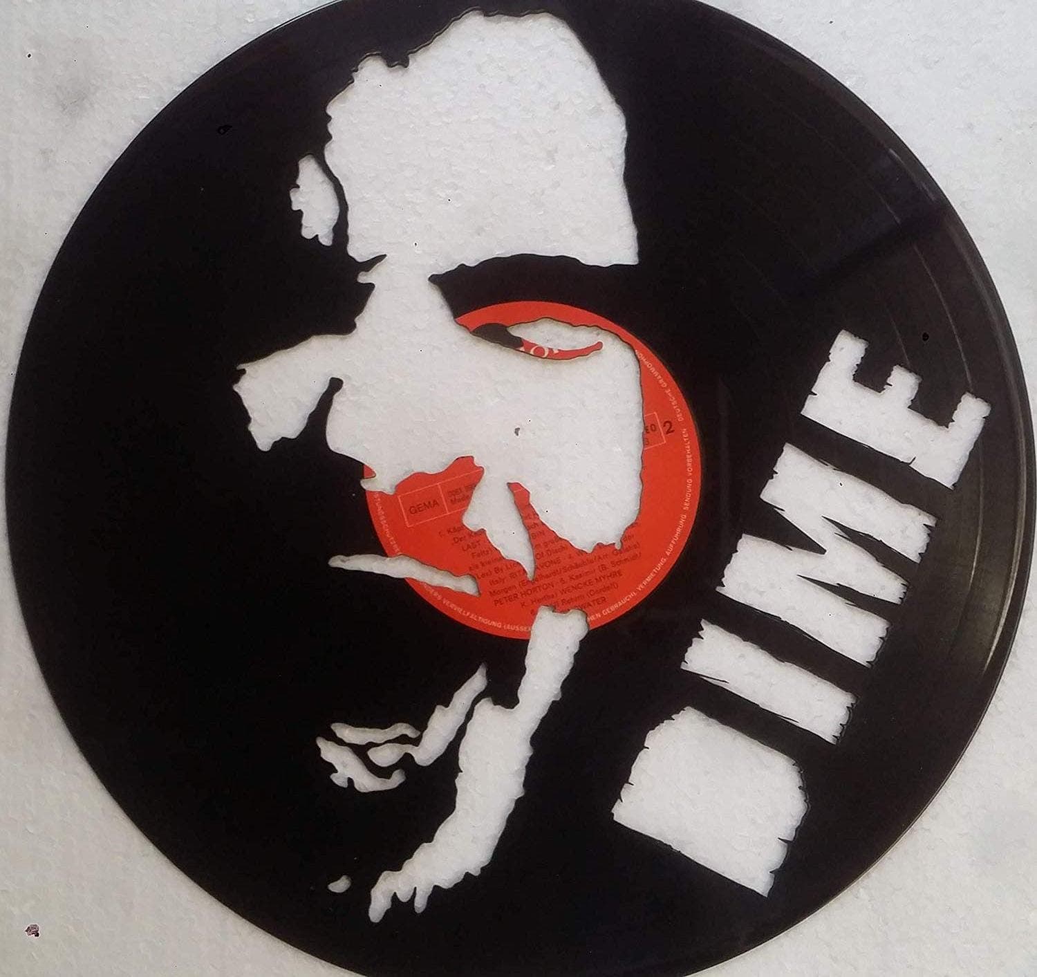 Darrell Dimebag Pantera Laser Cut Vinyl Record Art upcycled from an Old 12" Vinyl Record. are You Looking for a Present for a Friend who Loves DIME? Well...... You've Found it!