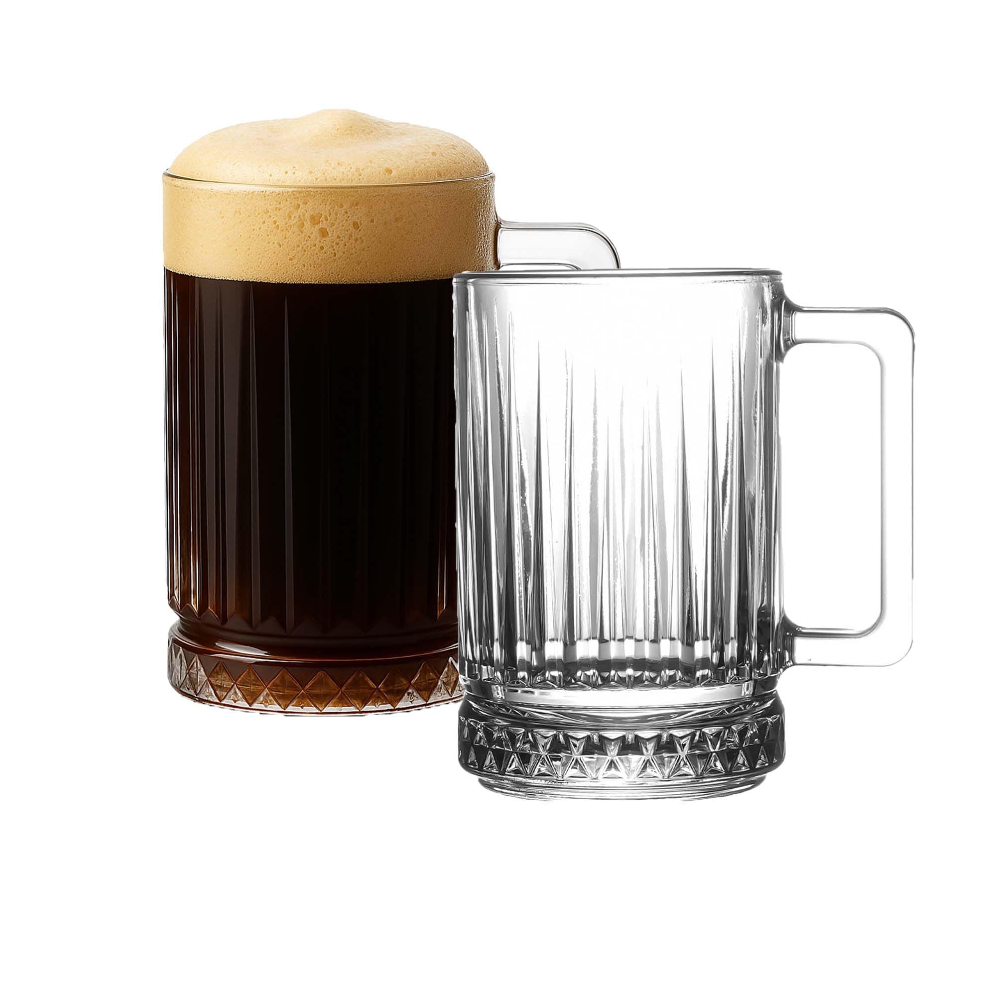 Coffee Latte Glasses, Handled Mug, Tea Cappuccino Cup Set, Ribbed Glassware (310ml/10.4oz) (2 Pcs (10.4oz)), rty65