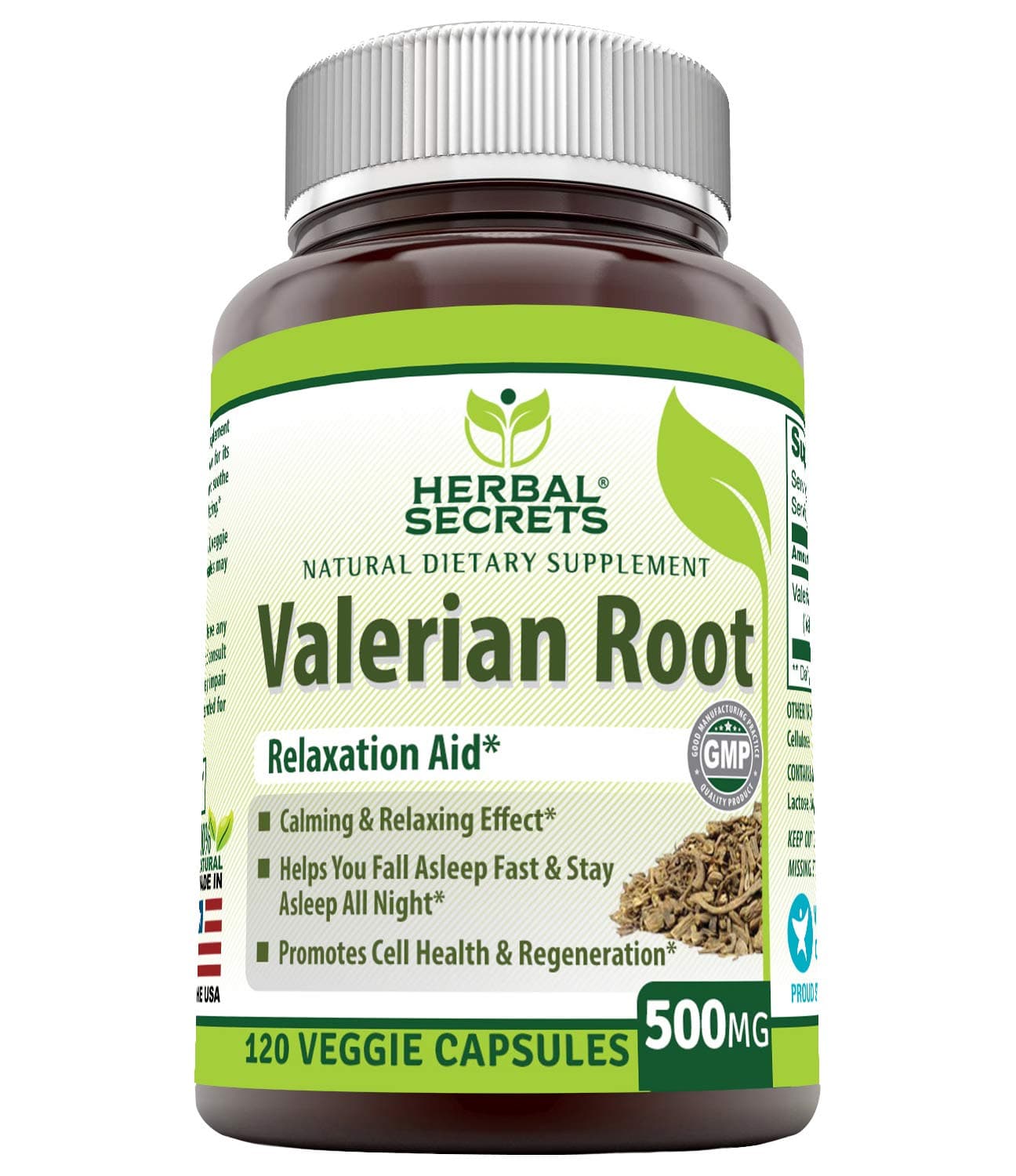 Valerian Root 500 Mg Supplement | Veggie Capsules | Non-GMO | Gluten-Free | Made in USA (1 Pack, 120 Count)