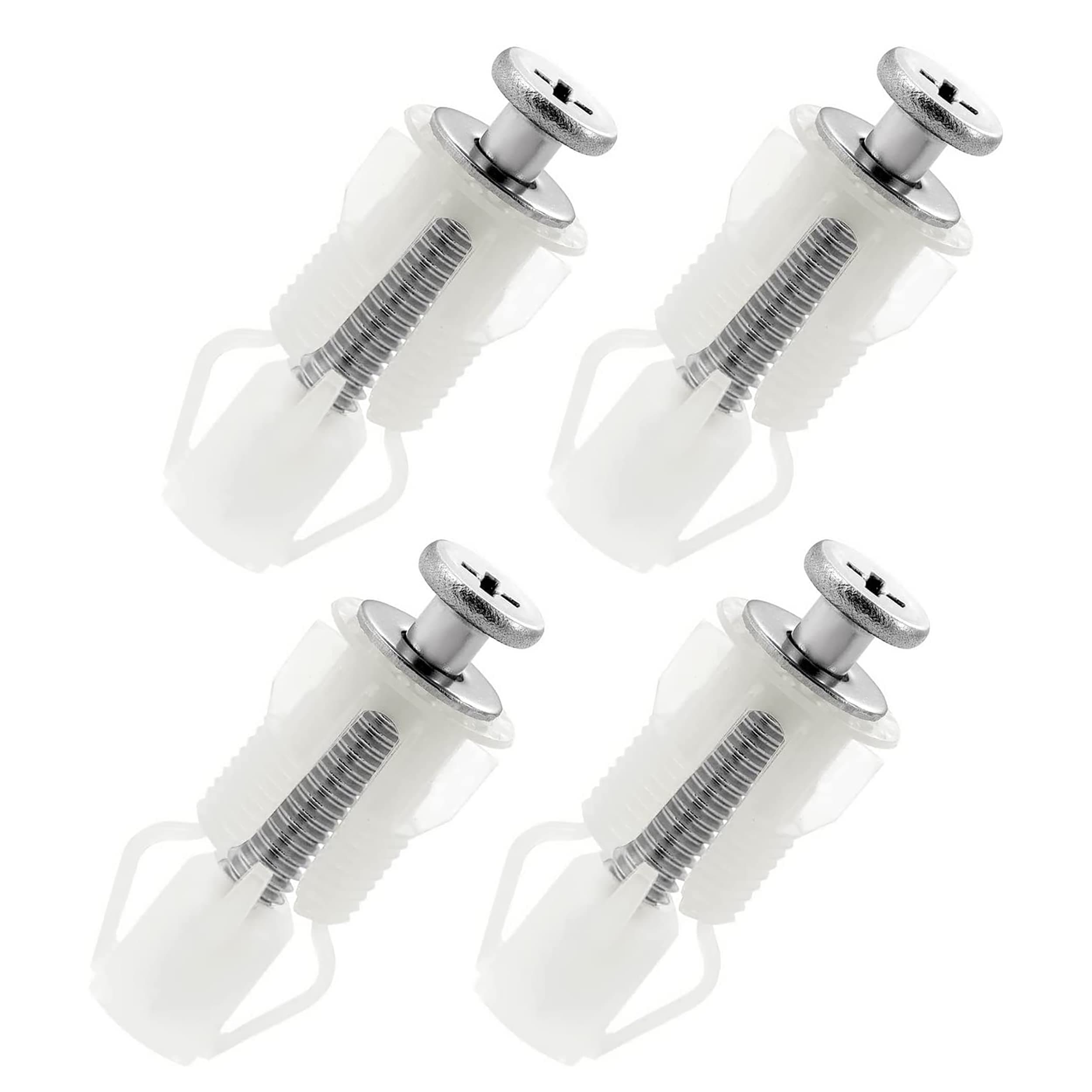 4-Piece Toilet Lid Top Seat Hinges & Fixings Kit - Stainless Steel, Includes Screws, Nuts & Bolts for WC Seat Replacement