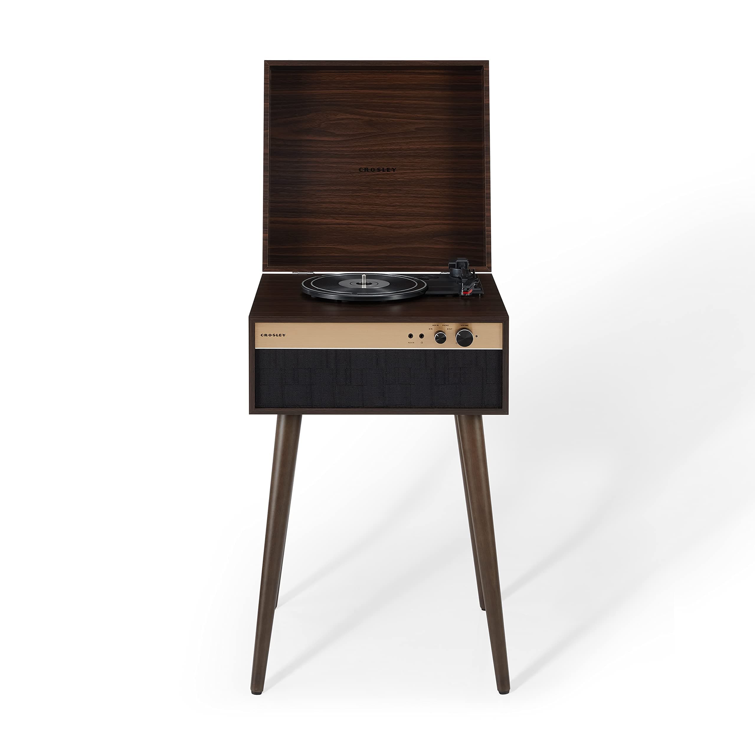 CR6236A-WA Jasper 3-Speed Bluetooth in/Out Turntable with Built-in Speakers and Detachable Legs, Walnut