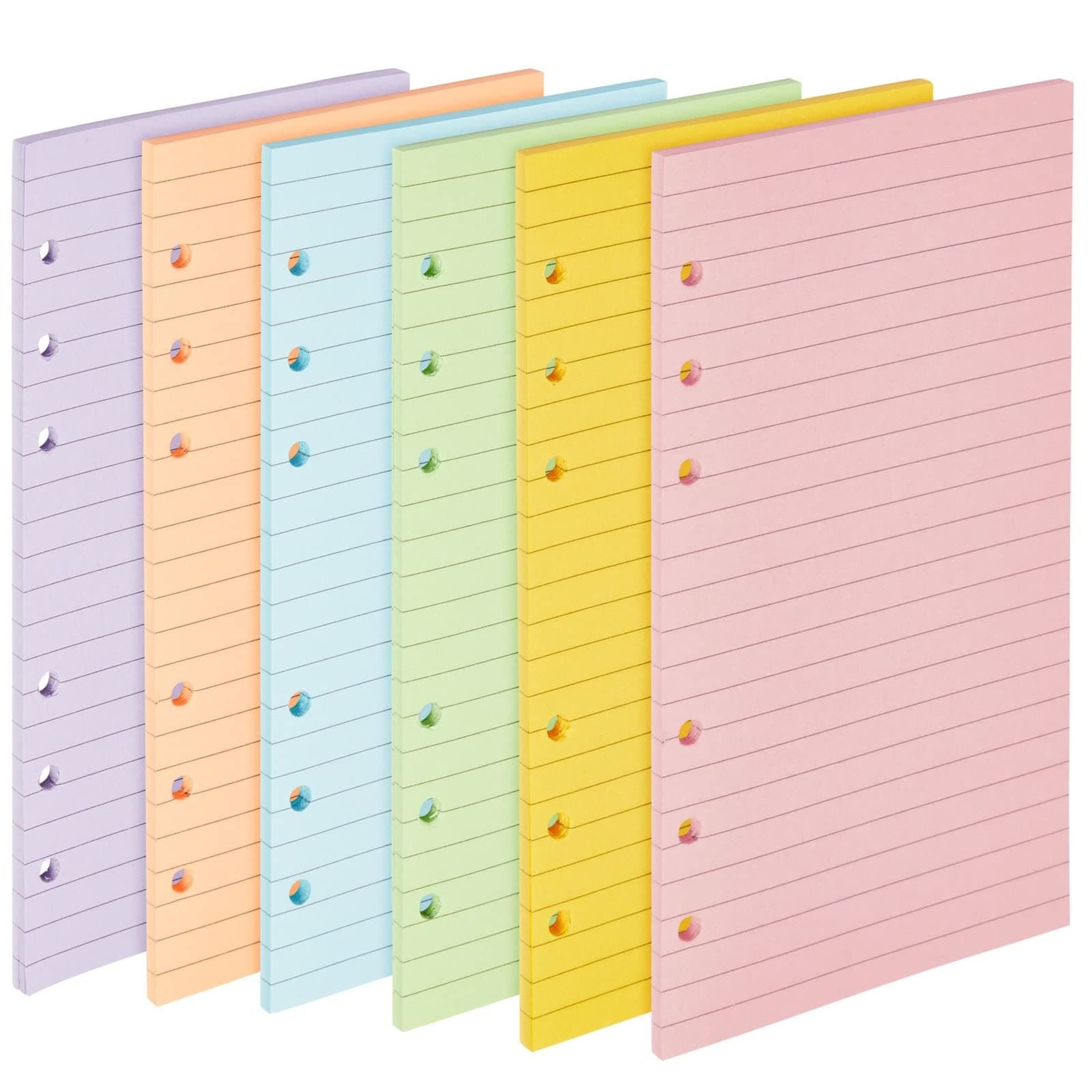 Paper Junkie A6 Planner Inserts & Refill Paper - 3.75" x 6.85", 240 Sheets/480 Pages, 6 Pastel Colors - A6 Paper Refill for 6-Ring Planner Binder & Refillable Notebook