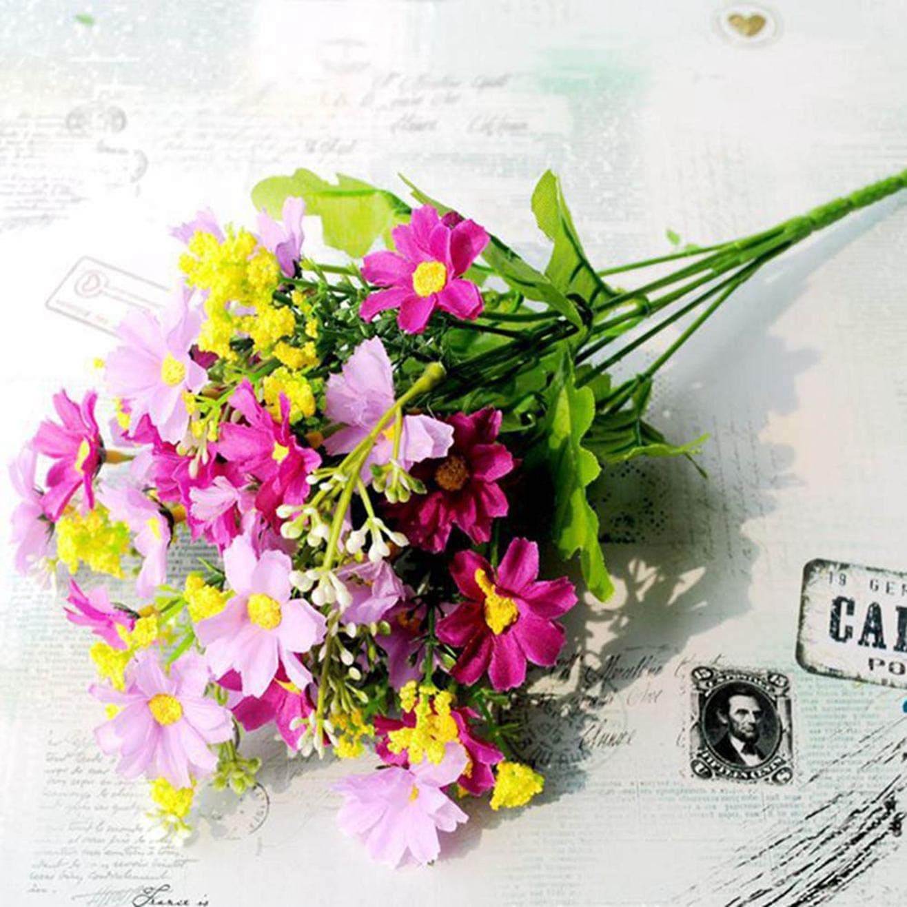 1 pcs Artificial Flower Faux Silk Daisy Wildflowers Greenery Shrubs Plants Plastic Bushes Indoor Farmhouse Outside Garden Planter Decor for Home Decoration(None F4 Mee)