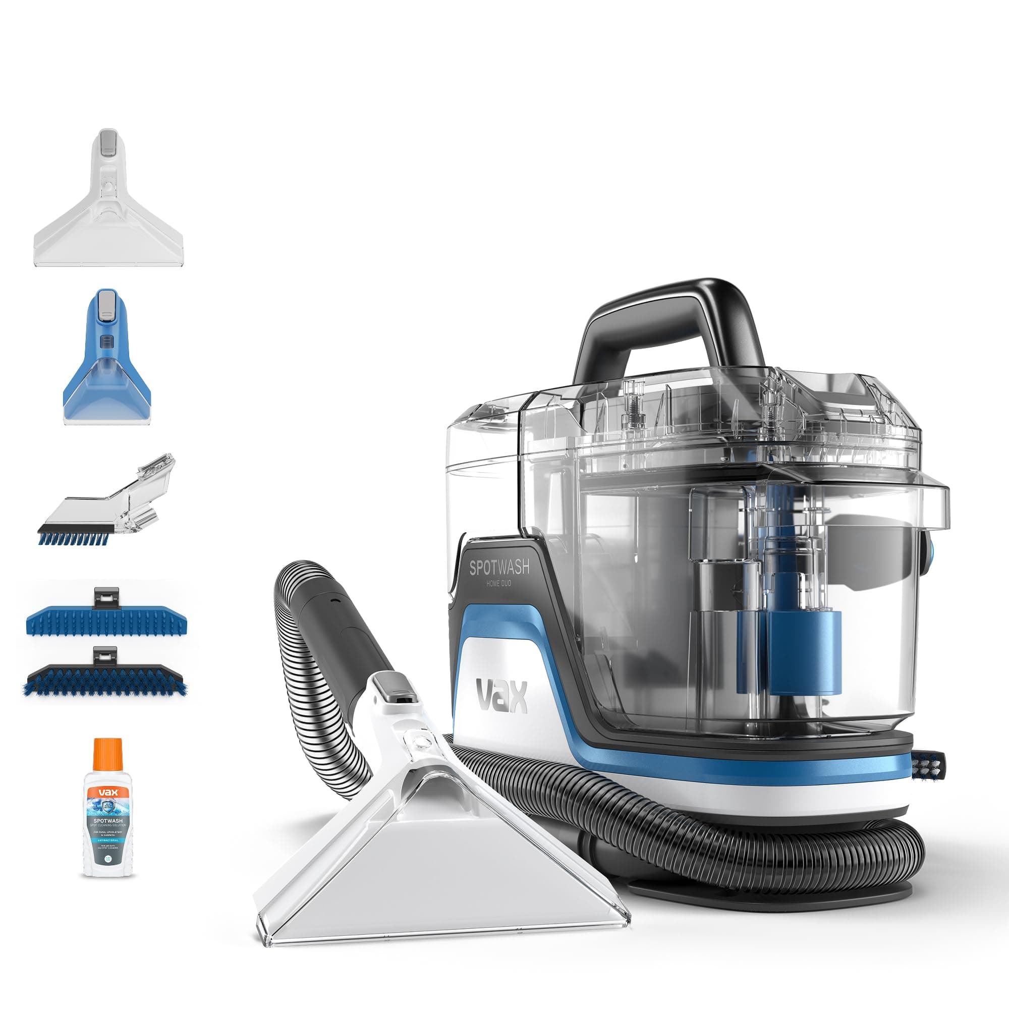 SpotWash Home Duo Spot Cleaner | Remove spills, stains and pet messes | Extra-wide Cleaning Tool | Perfect for Home and Car - CDSW-MPXP, 0.72 Litre, White/Blue, 400W