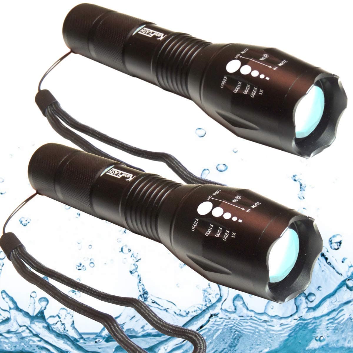 Super bright LED Military Tactical Flashlight. All Metal with Zoom, High Grade Alloy, 5 Operating Modes, survival kit, Home Safety, Road Emergency, Camping, Car tool. YOUR ULTIMATE FLASHLIGHT (2 PACK)