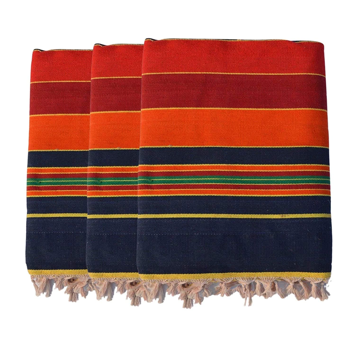 AYUSSolapuri Cotton Carpet Galicha Rug Dari Satranji Multicolour 88 inch x 58 inch (Pack of 3)