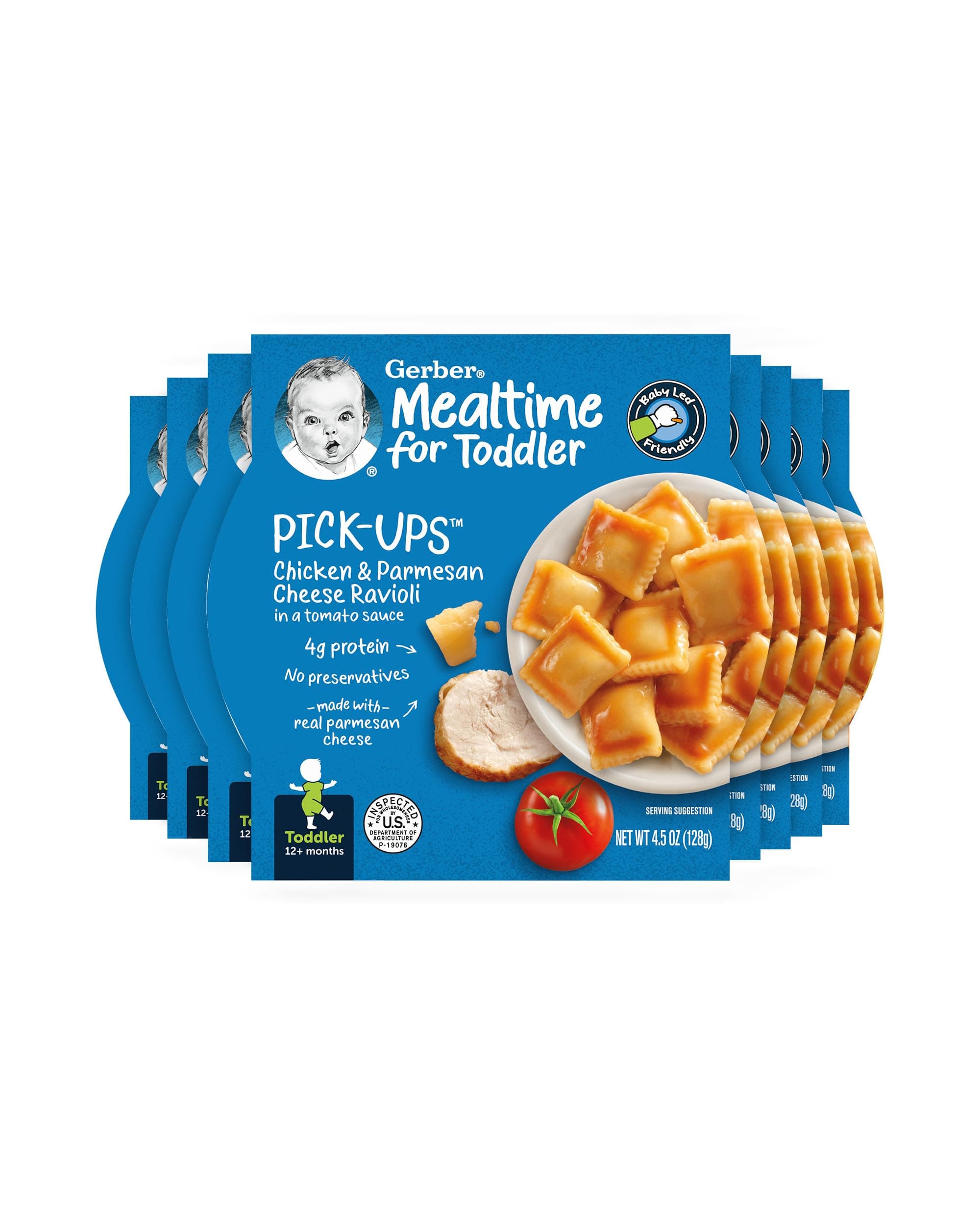 Gerber Pick-ups, Chicken & Parmesan Cheese Ravioli in a Tomato Sauce, 4.5 Ounce (Pack of 8)