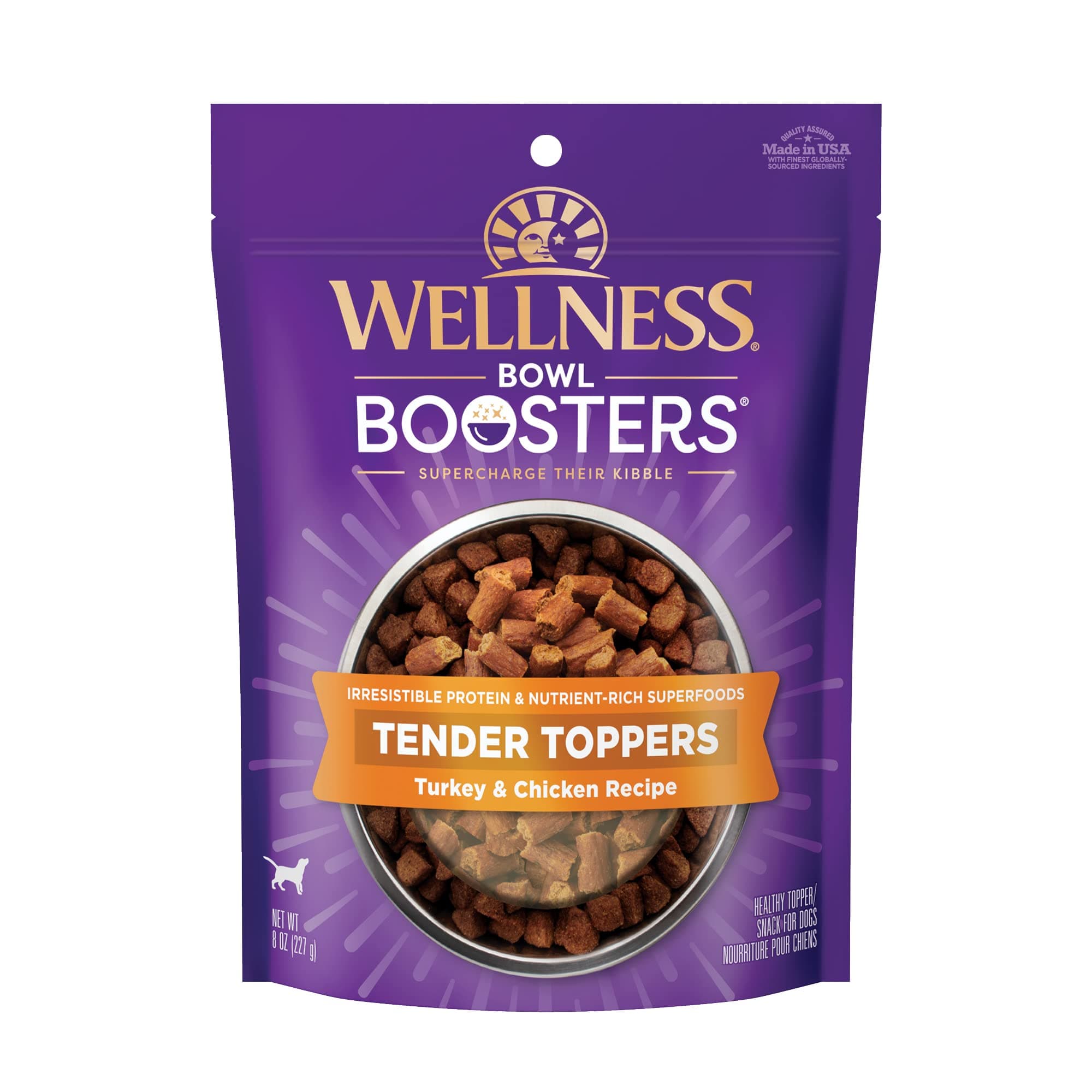 Bowl Boosters Tender Toppers, Dog Food Topper for Small, Medium, & Large Breeds, Grain Free, Natural, Turkey & Chicken, 8 Ounce Bag (Pack of 1)