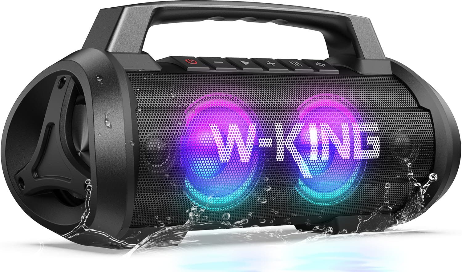 W-KING 120W Max Bluetooth Speaker, IPX6 Waterproof Portable Speakers Wireless with 70W Deep Bass/Hi-Fi Audio/42H Play/LED Lights/MAC-in/Power Bank/TF/AUX, Outdoor Loud Big Speaker for Travel, Party
