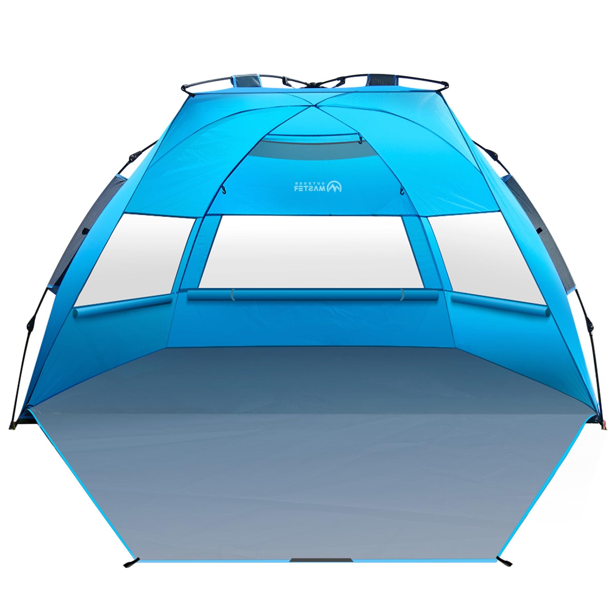OutdoorMaster Pop Up Beach Tent for 4 Person - Easy Setup and Portable Beach Shade Sun Shelter Canopy with UPF 50+ UV Protection Removable Skylight Family Size