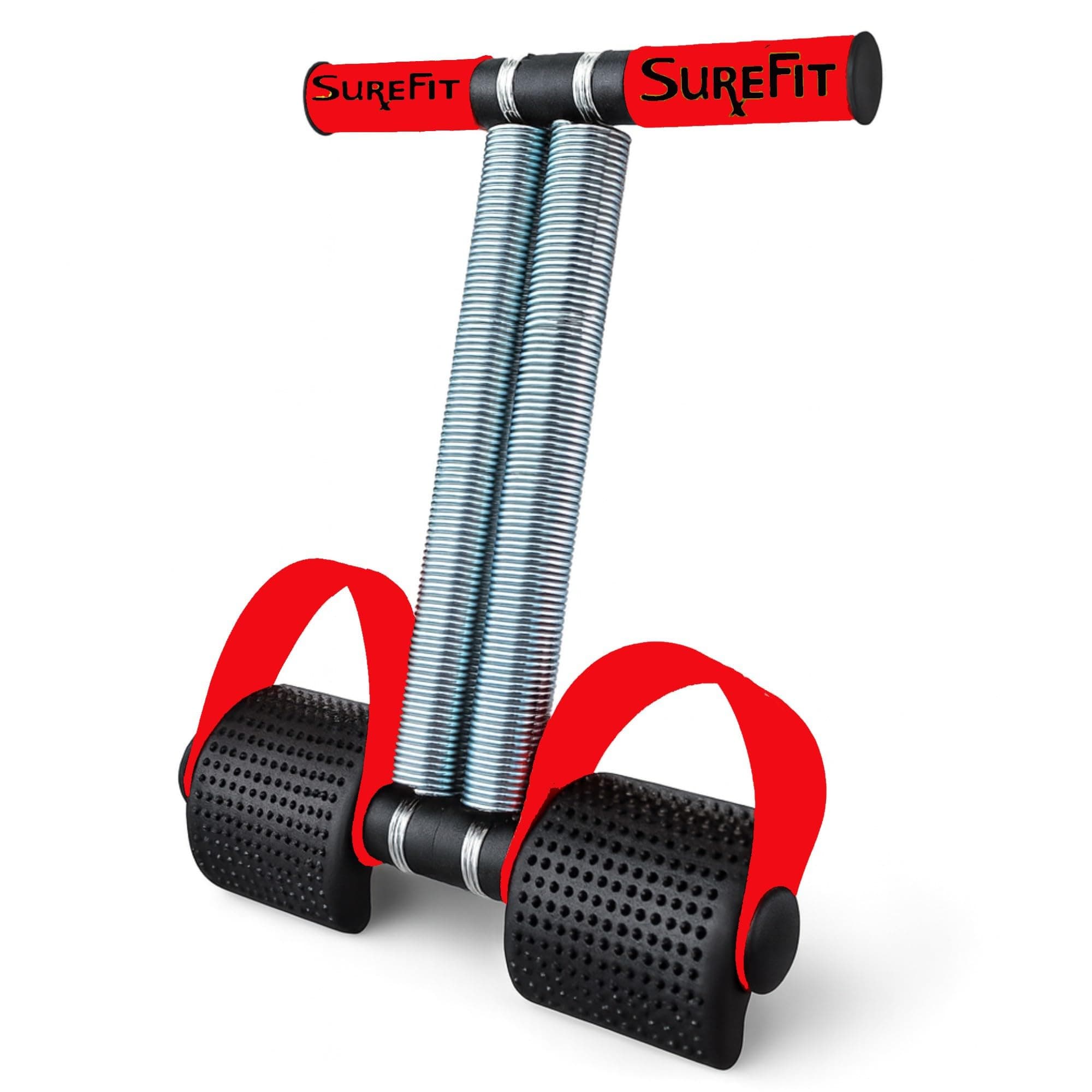 Tummy Trimmer for Men & Women – Double Spring Resistance Abdominal Exerciser | Home Workout Equipment for Core, Arms & Legs | Heavy-Duty Fitness Tool (Red).