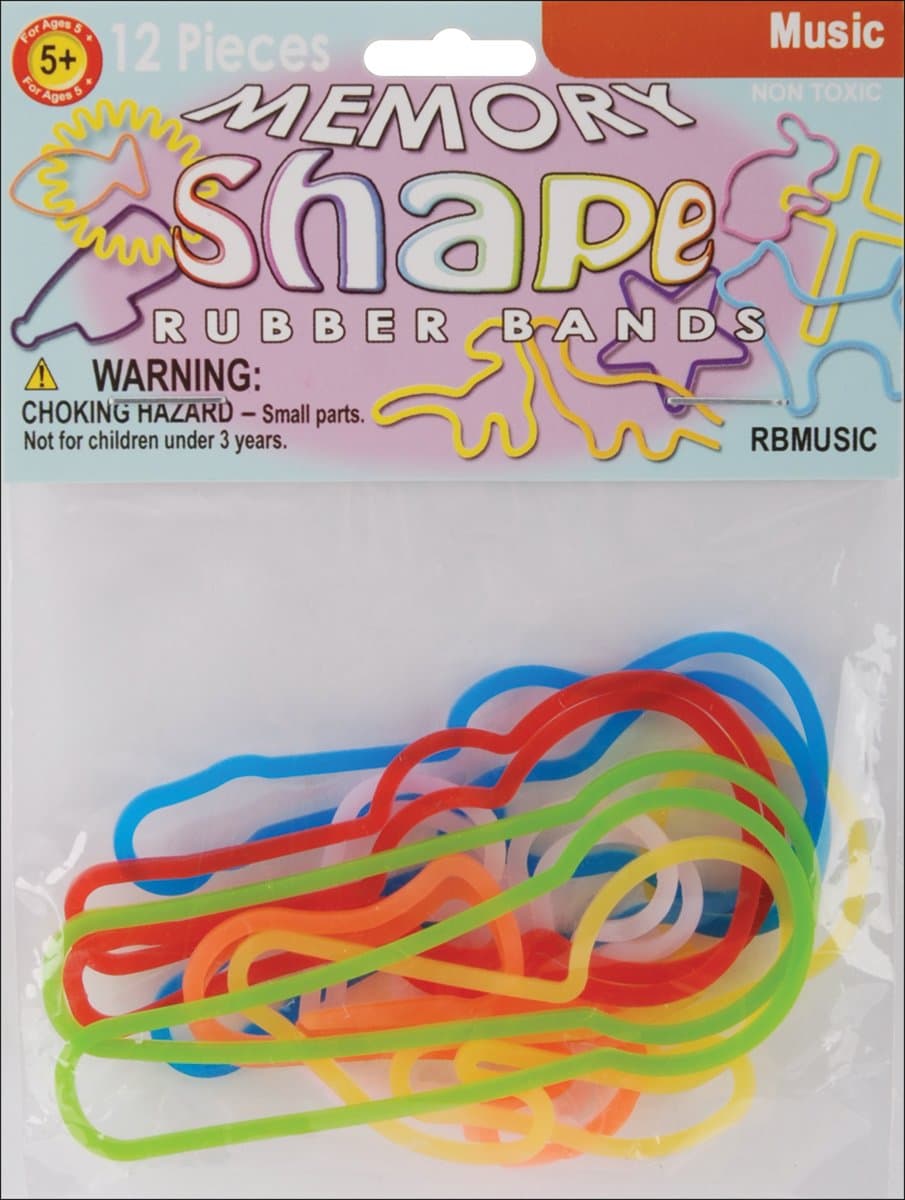 Pack of 12 Memory Shape Rubber Bands: MUSIC Bandz ASSORTMENT