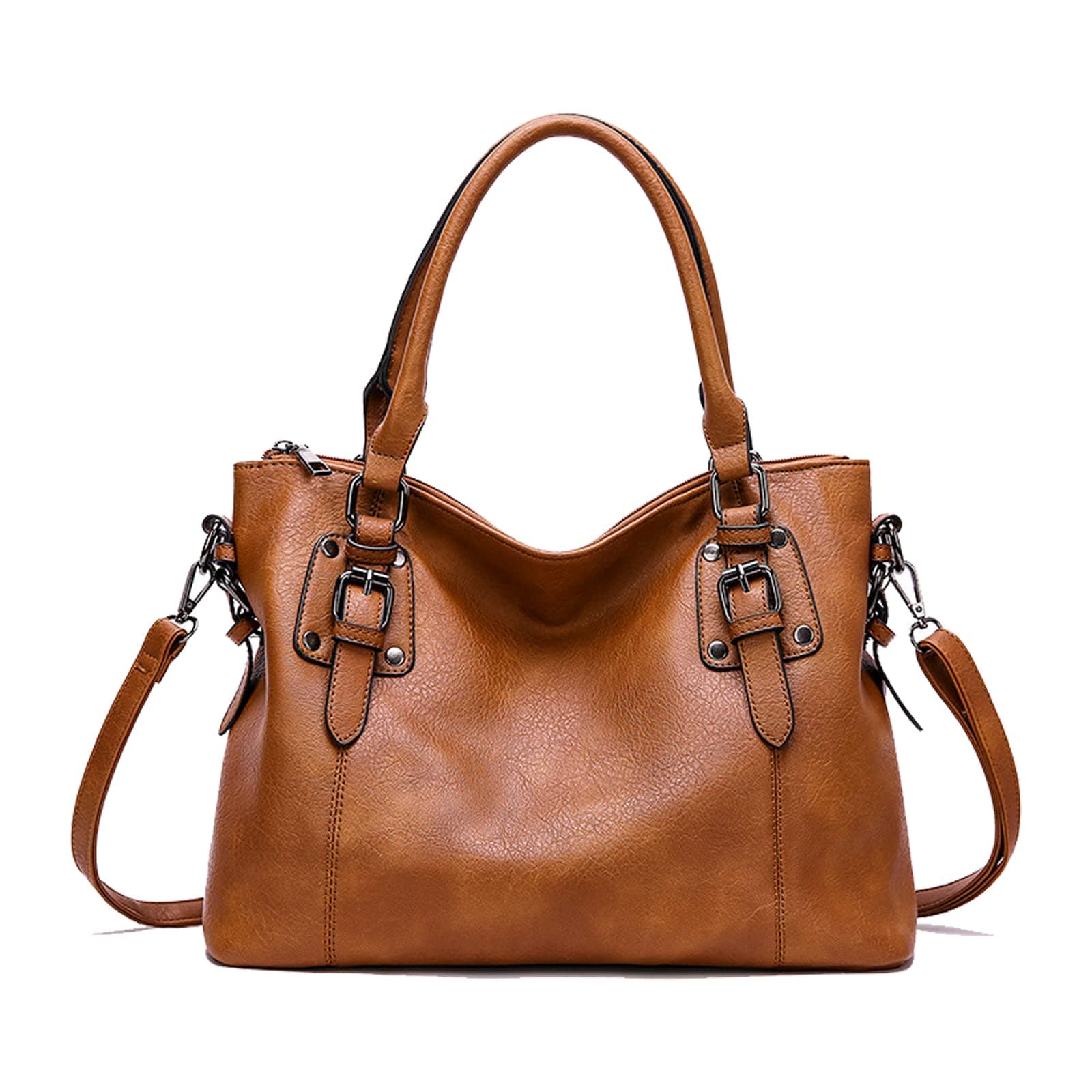 Womens Handbags Soft Leather Retro Vintage Designer Top-Handle Casual Pocket Ladies Tote Shoulder Bags