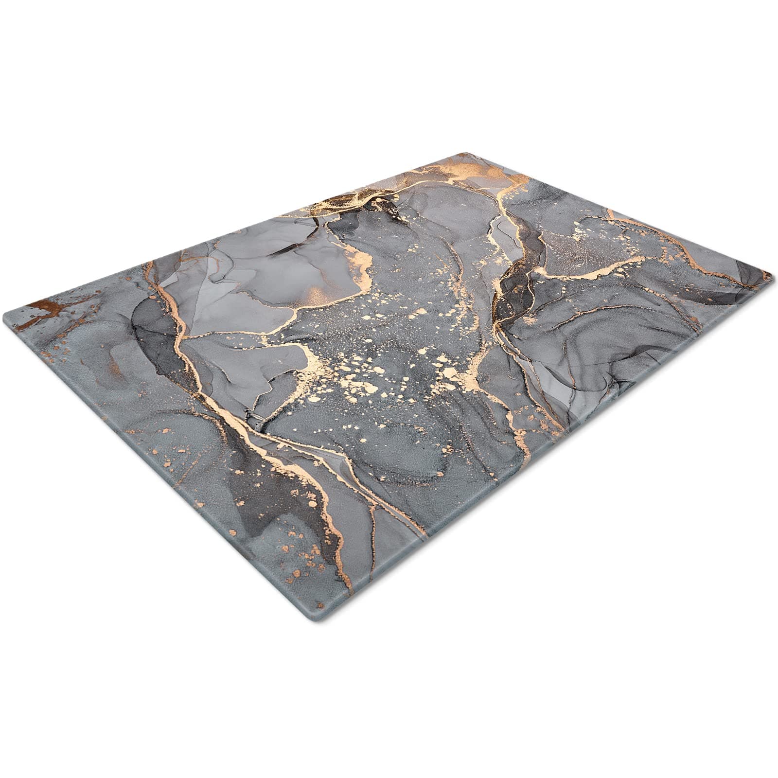 Whats On Your Wall.com Glass Chopping Board | Kitchen Worktop Protector | Multifunctional Cutting Board | Work Top Savers | Kitchen Accessories | Extra Large | Grey Gold Black