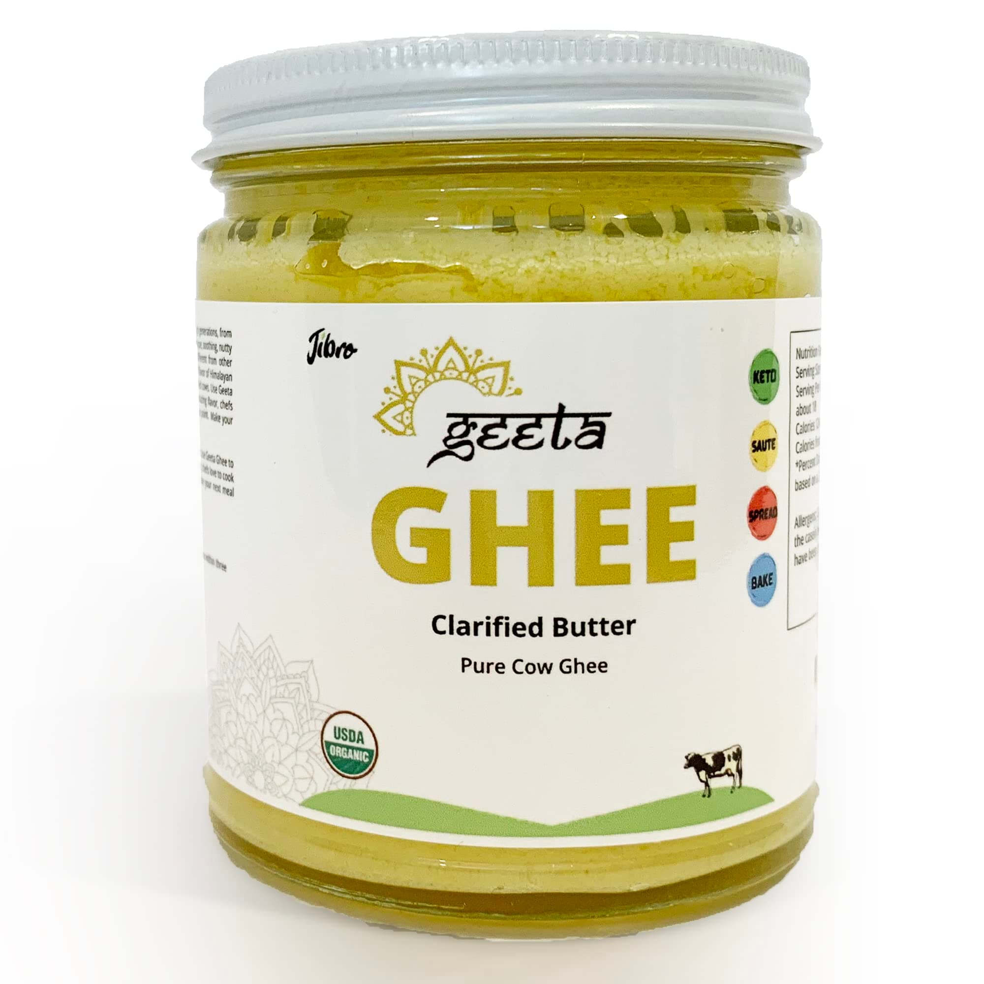 Urban Gita Ghee Butter - Organic, Grass Fed, Cultured Ghee Clarified Butter, Made in the Pacific Northwest, Used for Cooking Oils and Spreads - 9 Oz