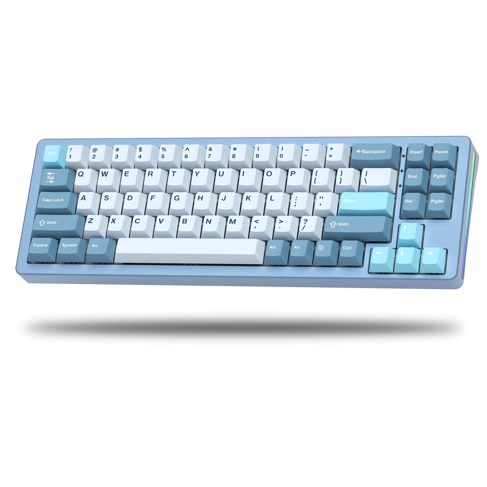 Womier SK71 75% Gaming Keyboard, Aluminum Alloy Shell Wireless Mechanical Creamy Keyboard Bluetooth/2.4G/Wired Hot Swappable Key Board Pre-lubed Switches, Gasket Mounted RGB for Mac/Win (Blue)
