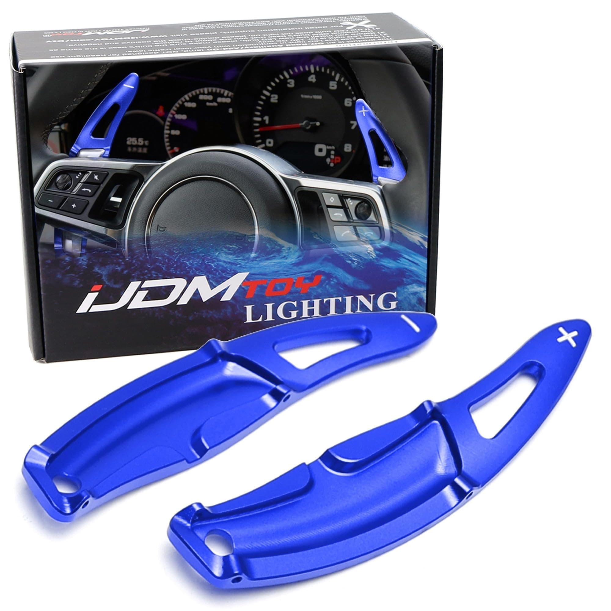 iJDMTOY Blue CNC Billet Aluminum Large Paddle Extensions Compatible with Porsche Cayenne Macan Panamera 911 Cayman/Boxster 718