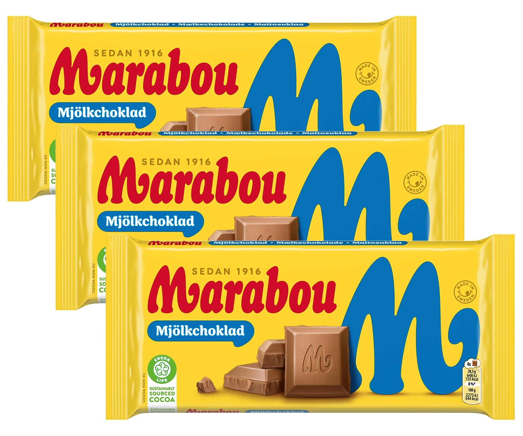 Skandikitchen Marabou Milk Chocolate, All New Mjolkchoklad 3 x 160g