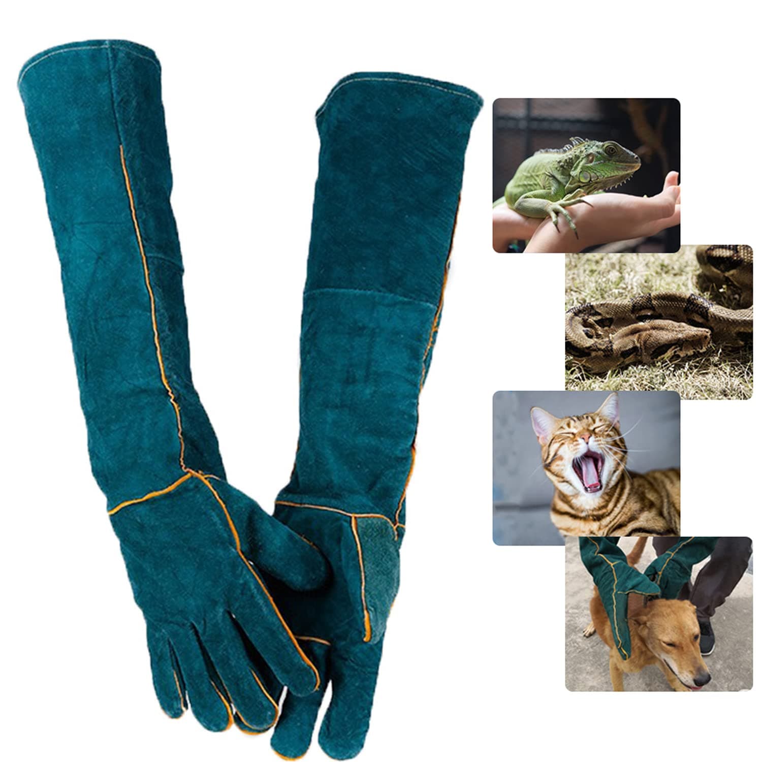 Animal Handling Gloves - 60CM Durable Bite & Scratch Resistant Gloves for Bathing, Grooming, Welding, Handling Dogs, Cats, Birds, Snakes, Parrots, Lizards, Reptiles