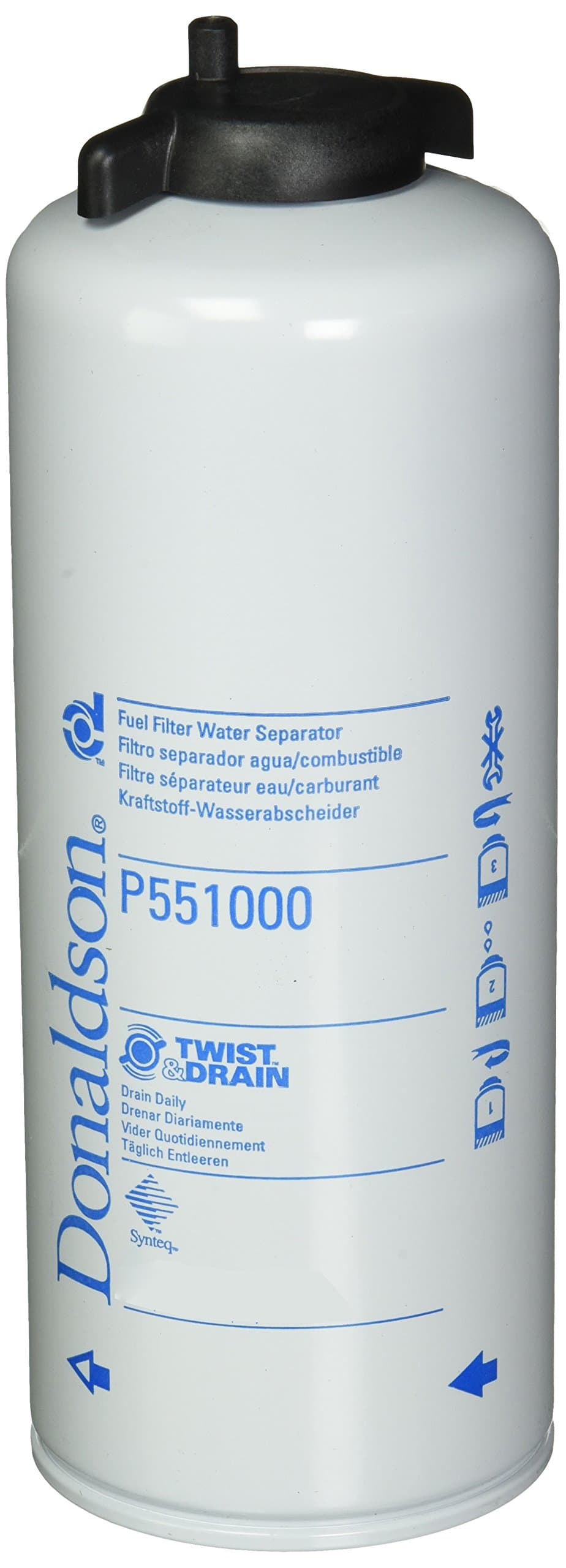 P551000 Fuel Filter, 9.92" Water Separator Type, Spin-On Style, Composite Media Type