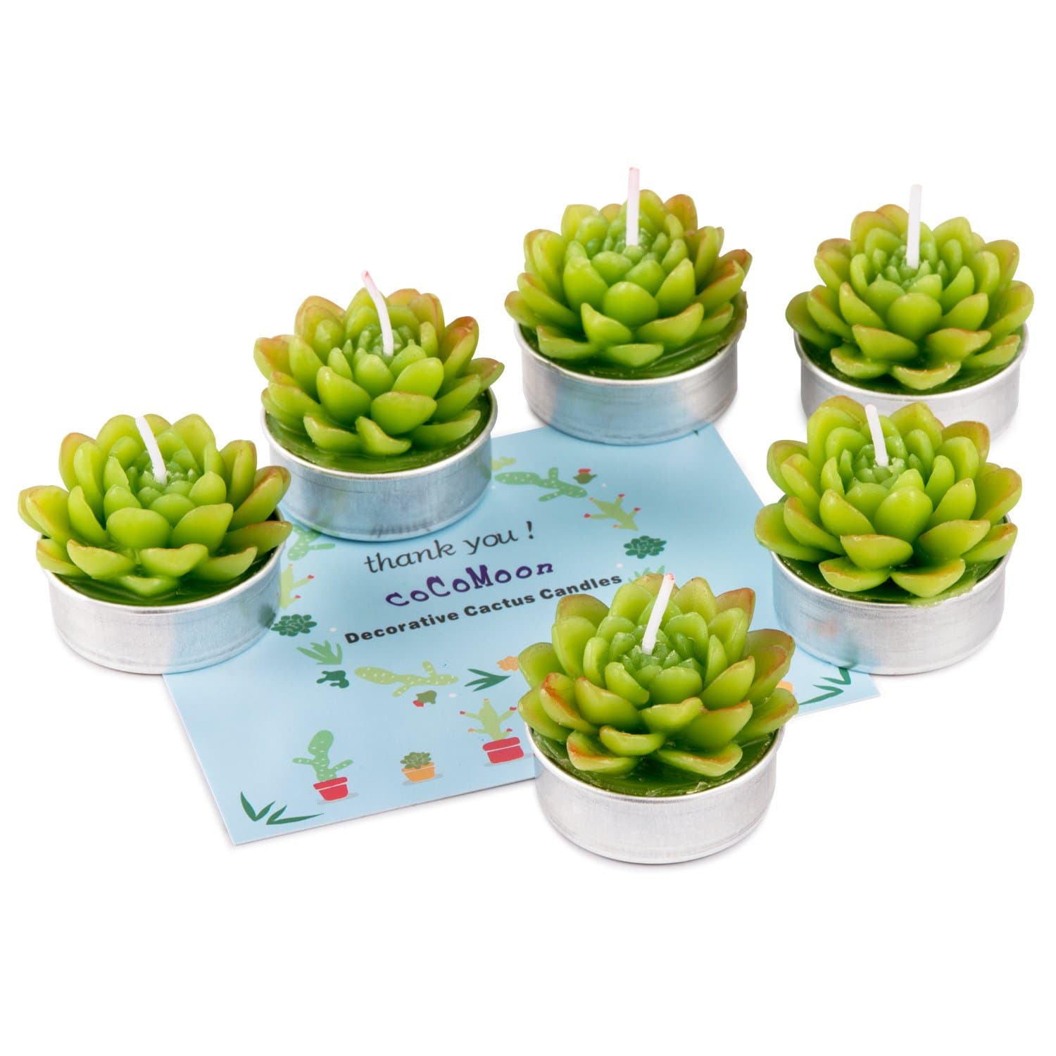 Cactus Candles, Handmade Delicate Succulent Cactus Candles Perfect Cactus Tealight Candles for Birthday Party,Wedding, Spa, Home Decor Birthday Wedding Party（ 6 Pcs）