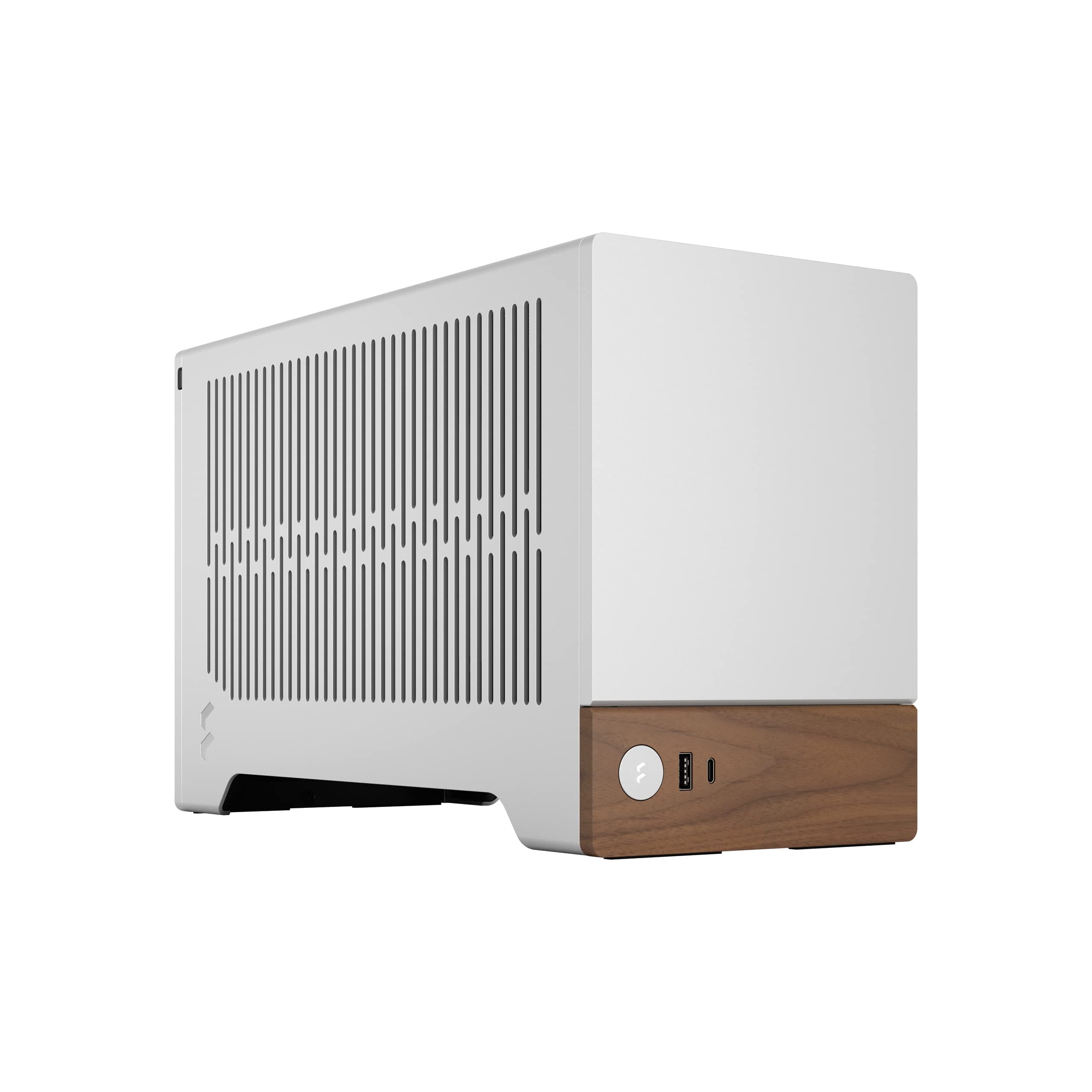 Fractal Design Terra Silver - Wood Walnut Front Panel - Small Form Factor - mITX Game Case - PCIe 4.0 Riser Cable - USB Type-C - Anodized Aluminum Panel