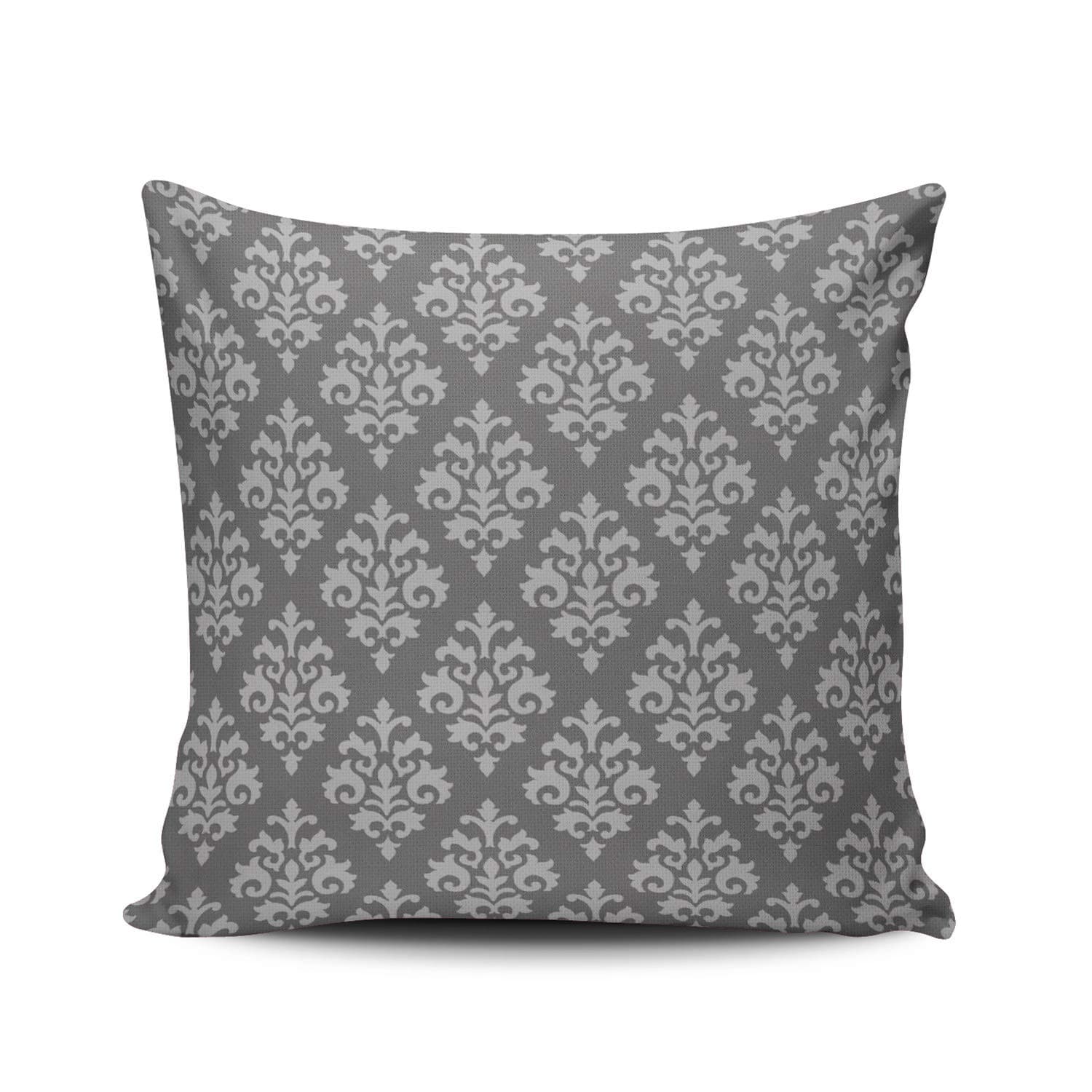XIUBA Throw Pillow Covers Case Charcoal Gray Damask Decorative Pillowcase Cushion Cover 26X26 inch European Size Double Sided Design Printed