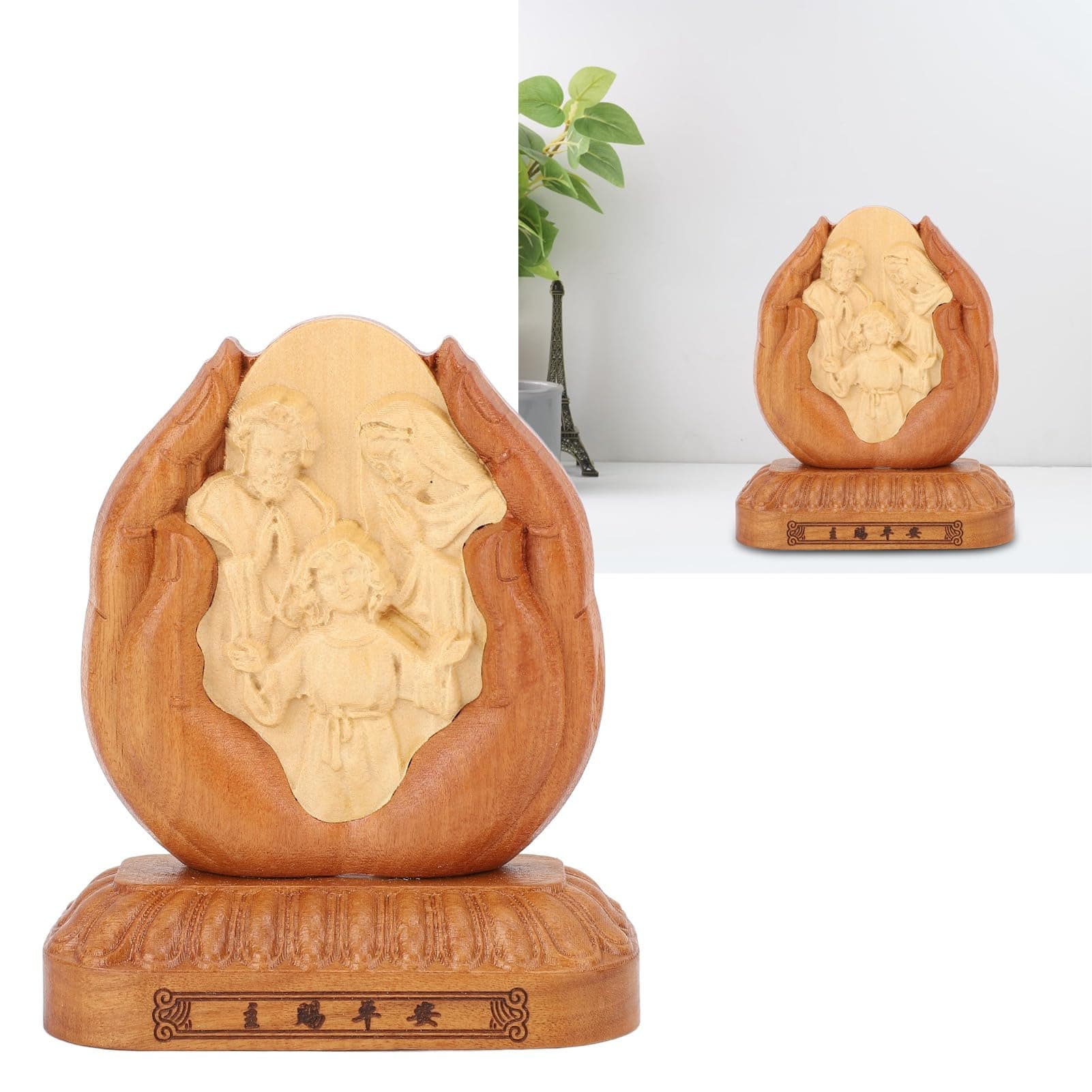 Luqeeg Wooden Family Figurine Statue, Family Figure, Exquisite Delicate Beech Wood Jesus Statue, Remembrance Table & Office, Authentic Handcrafted Art Piece, Luqeegs9xgdzqv05