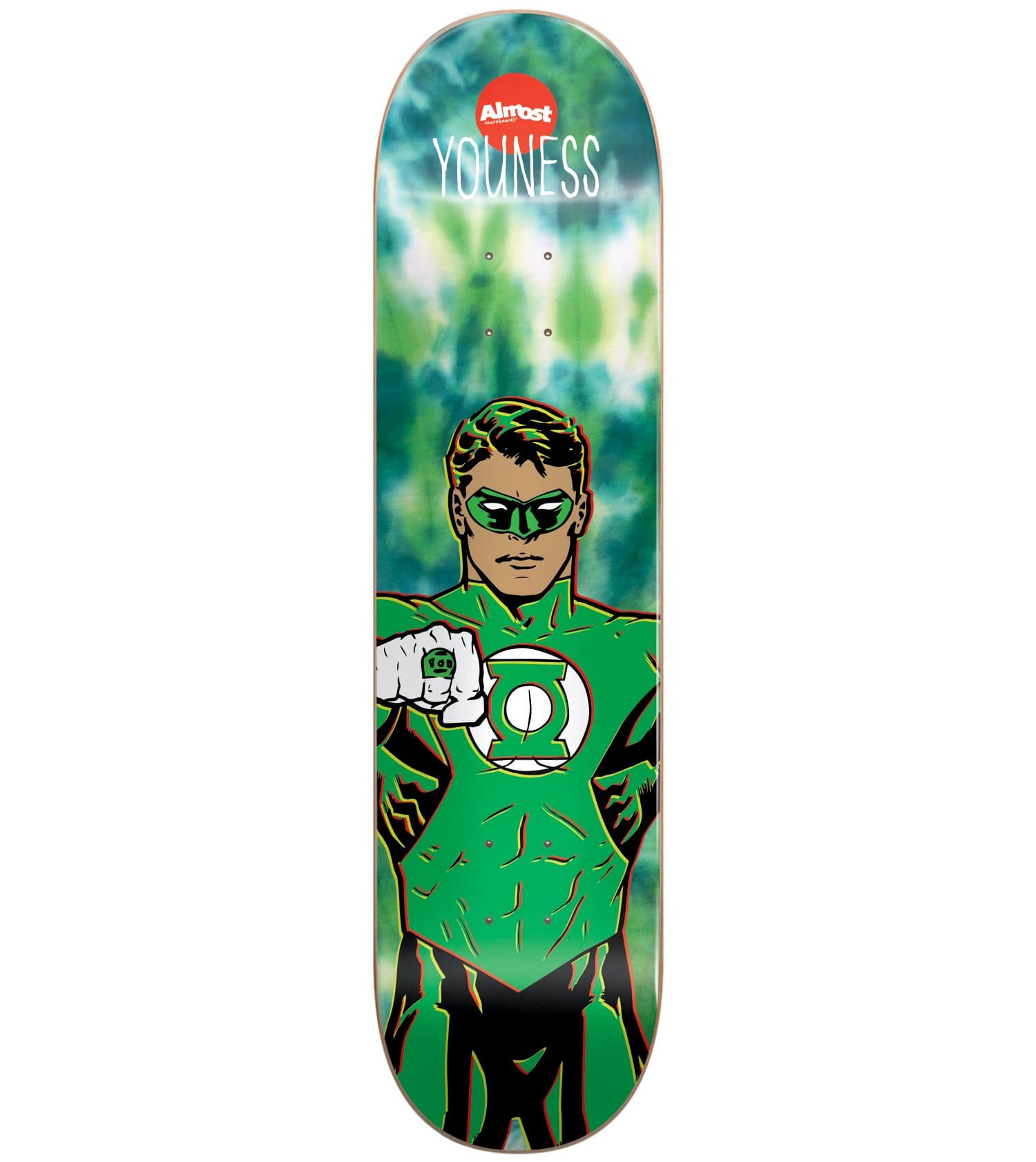 Almost Youness Amrani Green Lantern Tie Dye Skateboard Deck - 8.25" x 31.7"