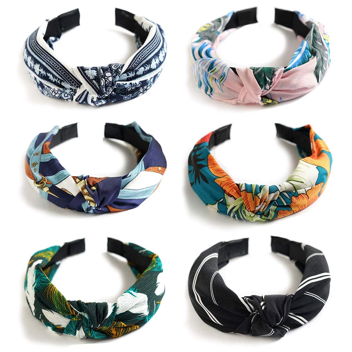 Women Headbands - Elastic Headband, Printed Head Wrap Stylish Boho Headbands 6 PCS Women Hair Band Hair Accessories