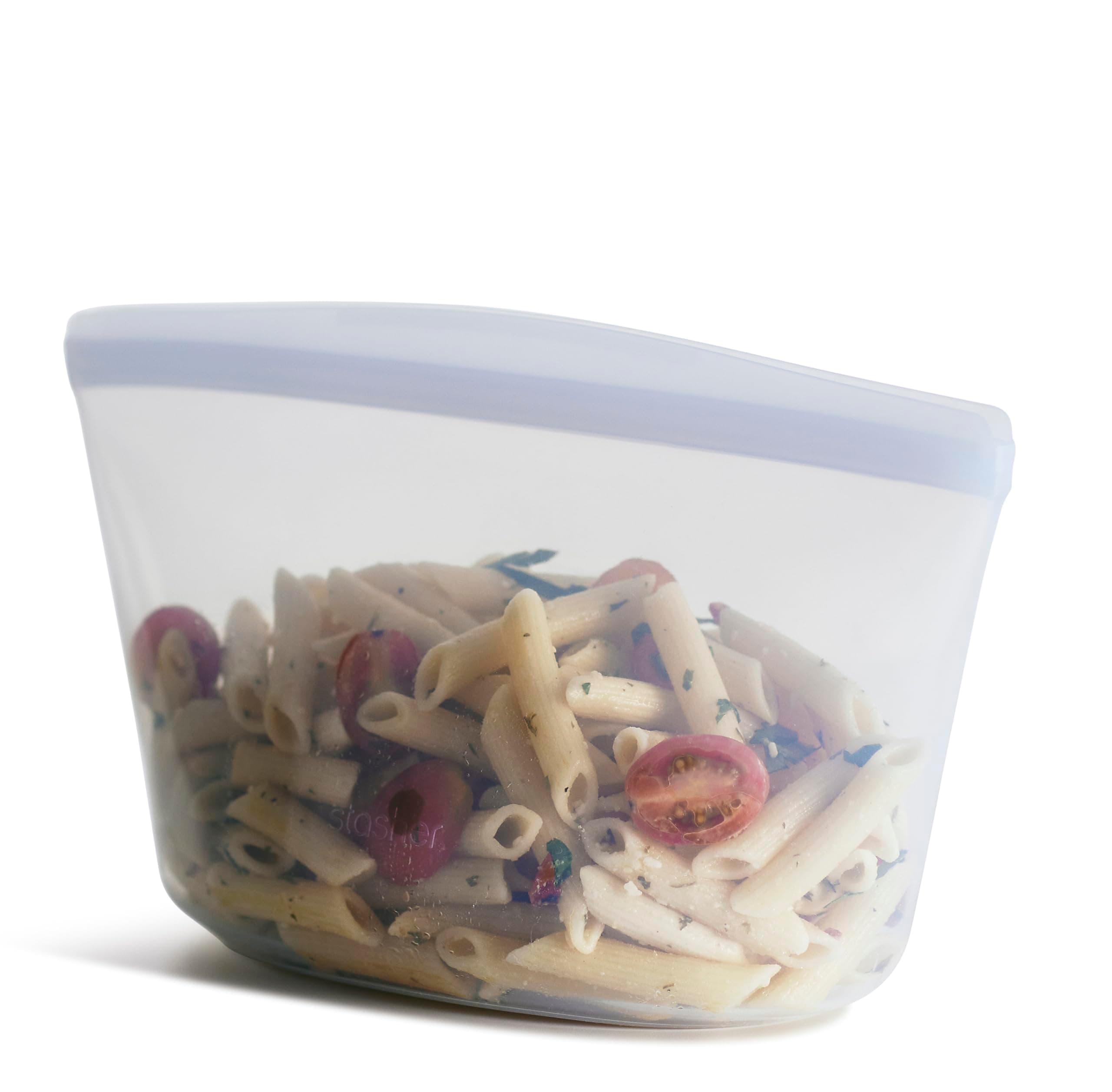 Silicone Reusable Storage Bag, 6-Cup Bowl, Reusable Freezer Bag, Microwave, Dishwasher, Oven Safe, Sous Vide, Premium Lunch Container, Eco Friendly, Food Storage Bag, Snack Bag, 48 oz, Clear