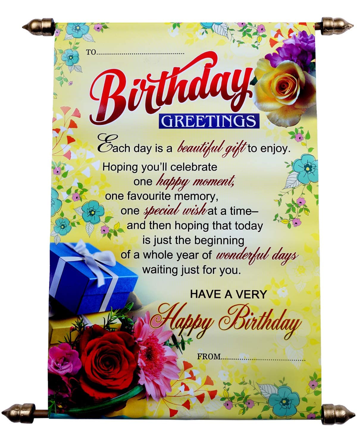 Saugat Traders Happy Birthday Scroll Card for Best Friend, Girls, Sister, Wife, Husband, Daughter - Birthday Greeting Card Gift