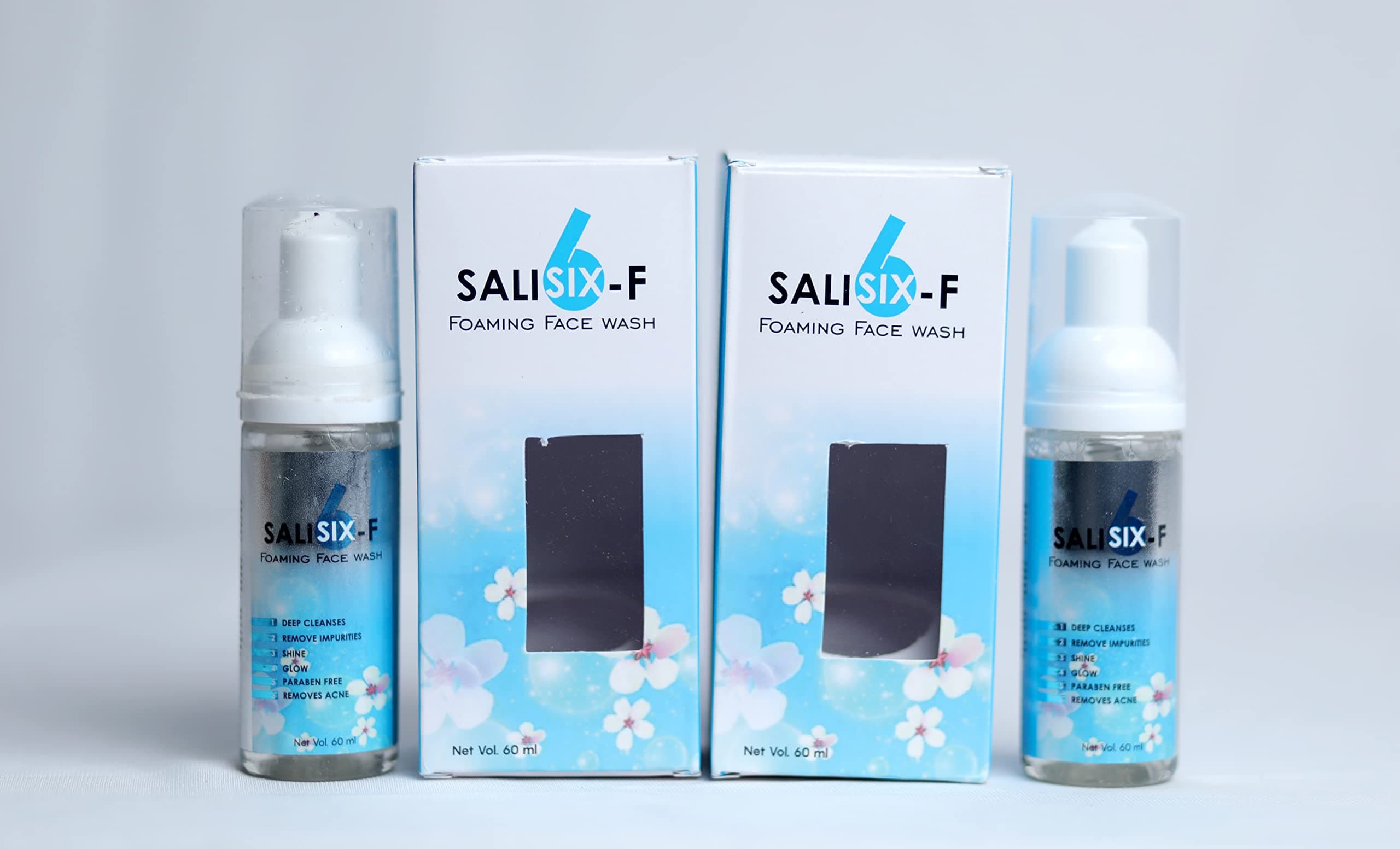 Salisix f Foaming Face Wash, Anti Acne Foaming Cleanser for Face 60 ml (pack of 2)