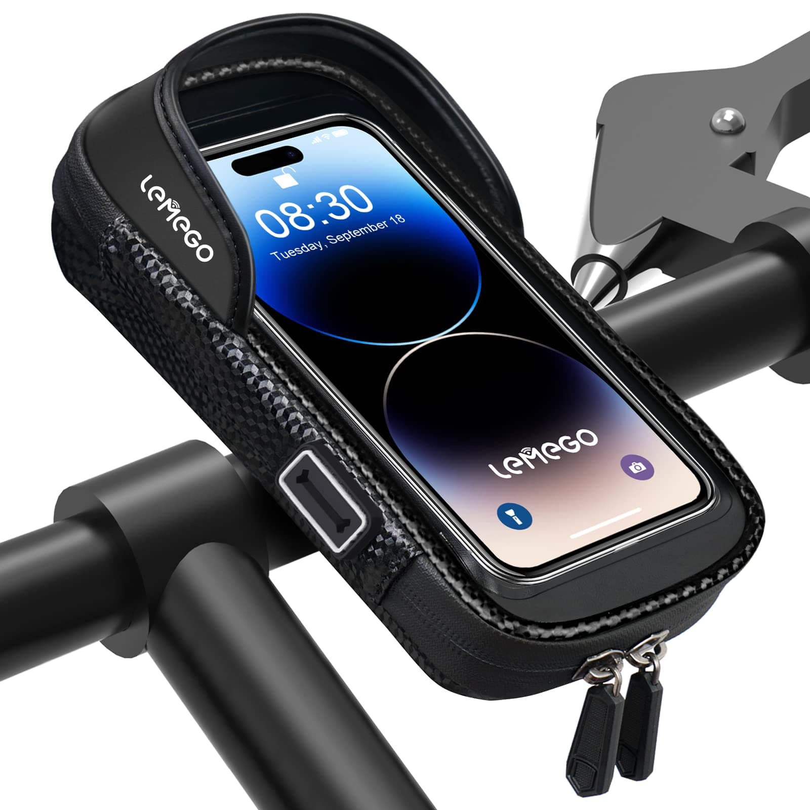 Waterproof Bicycle Phone Holder - Bicycle Handlebar Bag with Rotating Mobile Phone Holder for Smartphone Under 7 Inches
