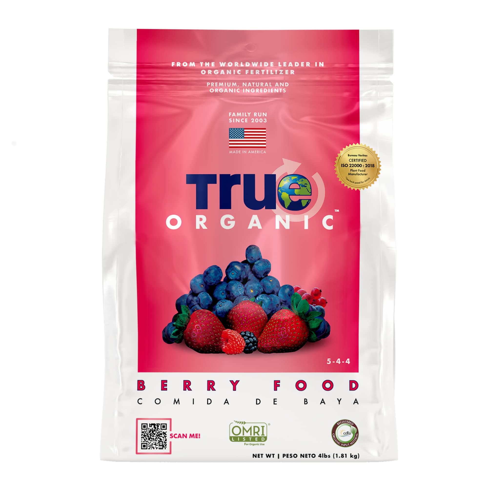 True Organic Berry Food – Organic Fertilizer for Acid-Loving Plants – 4lb Bag Covers 58 Sq. Ft.