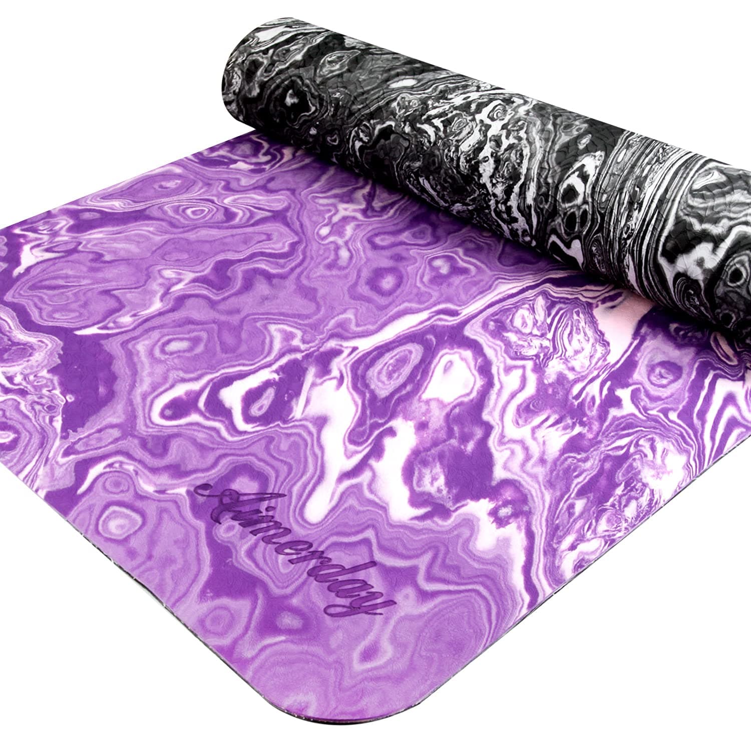 AimerdayNon Slip Yoga Mat Eco Friendly TPE Exercise Mat Premium Print 1/4 Inch Thick High Density Lightweight Pilates Mat with Carrying Strap for Floor Workout, Fitness & Hot Yoga 72" x 24"