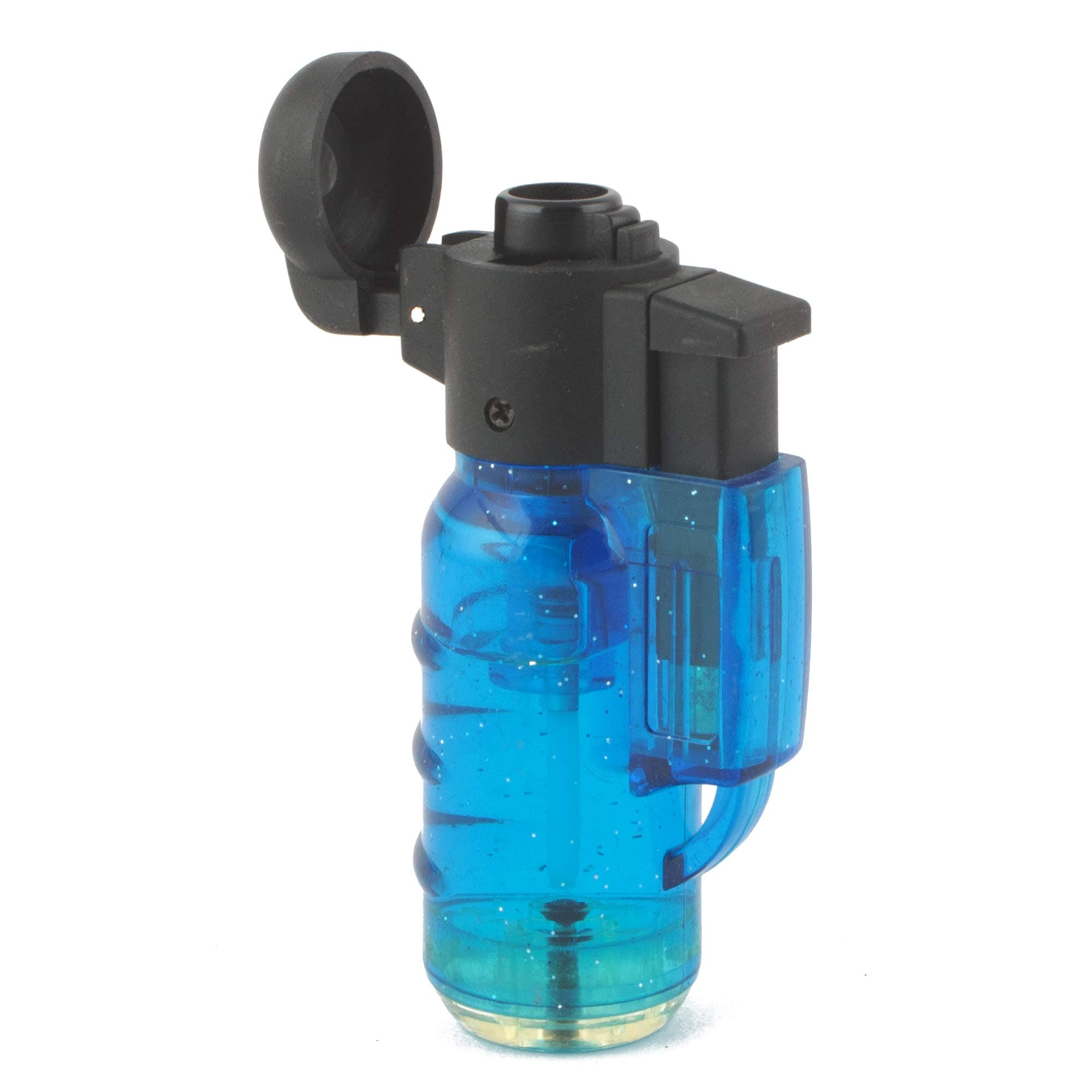 Asraw Refillable Cylindrical Trans Blue Windproof Jet Flame Lighter - Pocket Lighter (Blue)