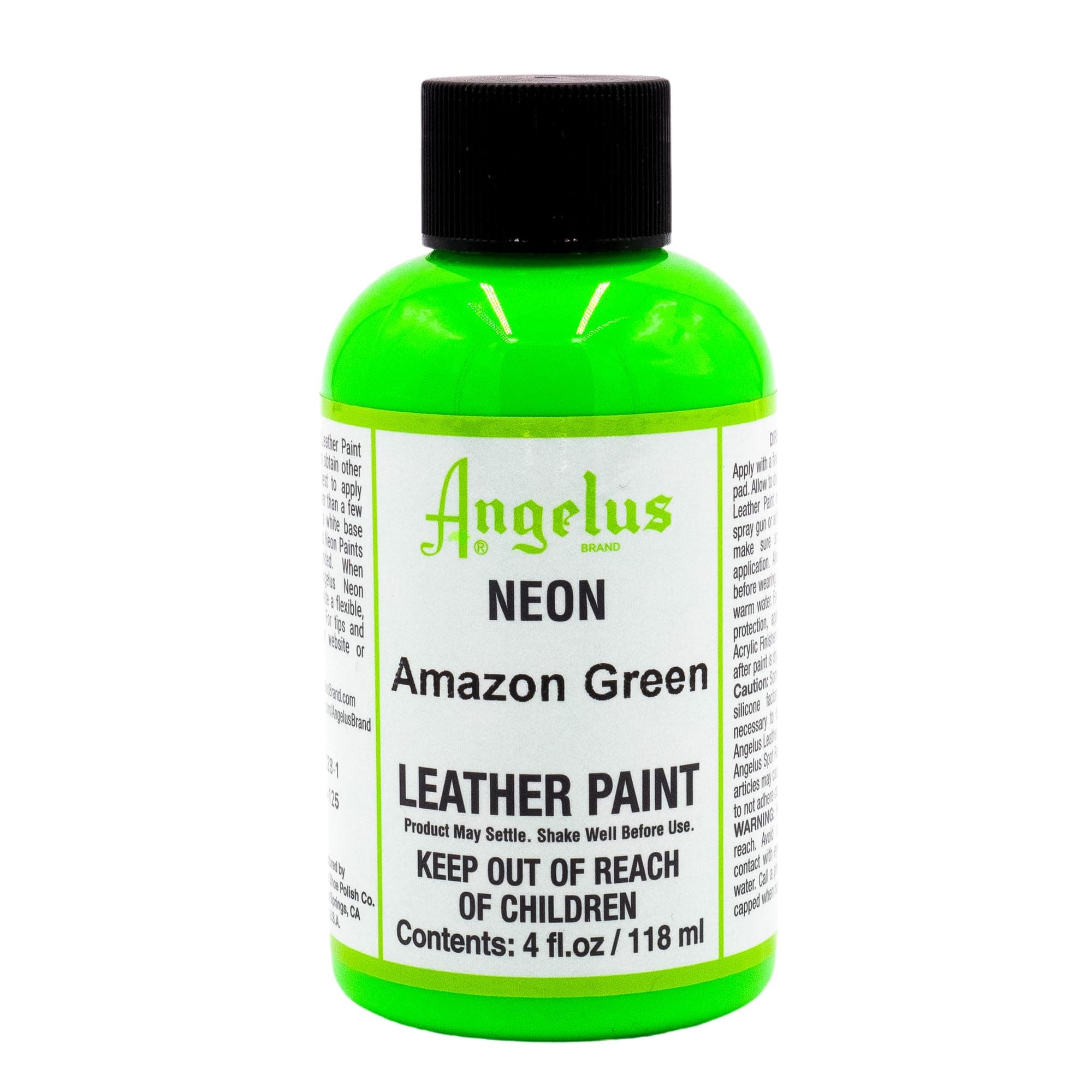 Neon Acrylic Leather Paint for Shoes, Boots, Jackets, Art, Customizing, Sneakers, Bags, & More – Amazon Green – 4oz