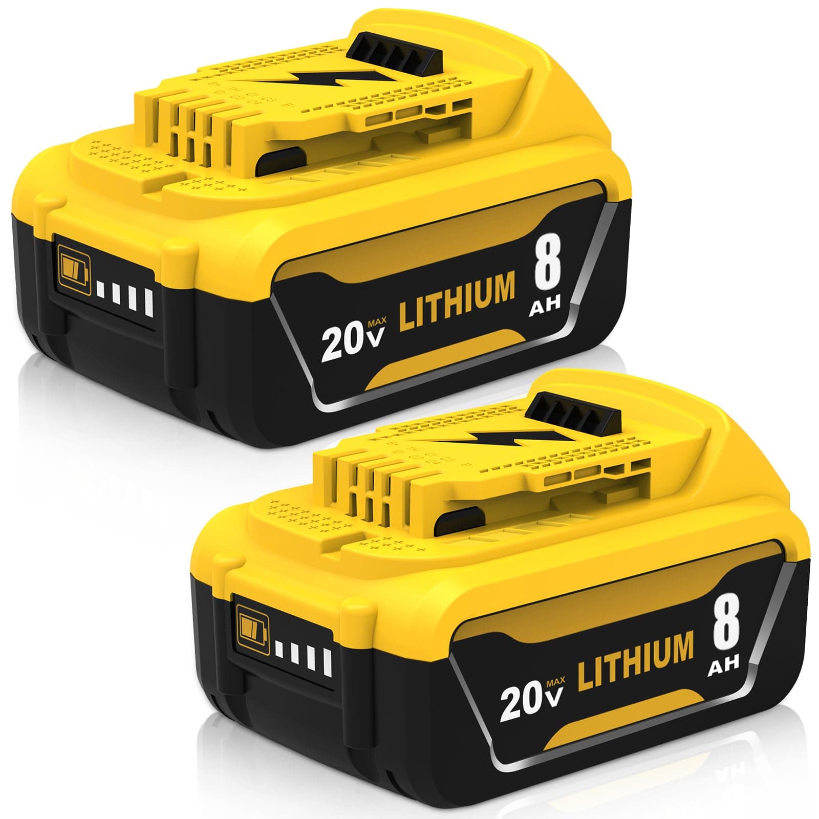 2-Pack DCB206 6.0Ah Replacement for Dewalt 20V Battery Compatible with Dewalt 20 Volt Lithium-ion Battery Max DCB200 DCB201 DCB203 DCB204 DCB207 DCB181 DCB180 DCD/DCF/DCG Series Power Tools (Yellow)