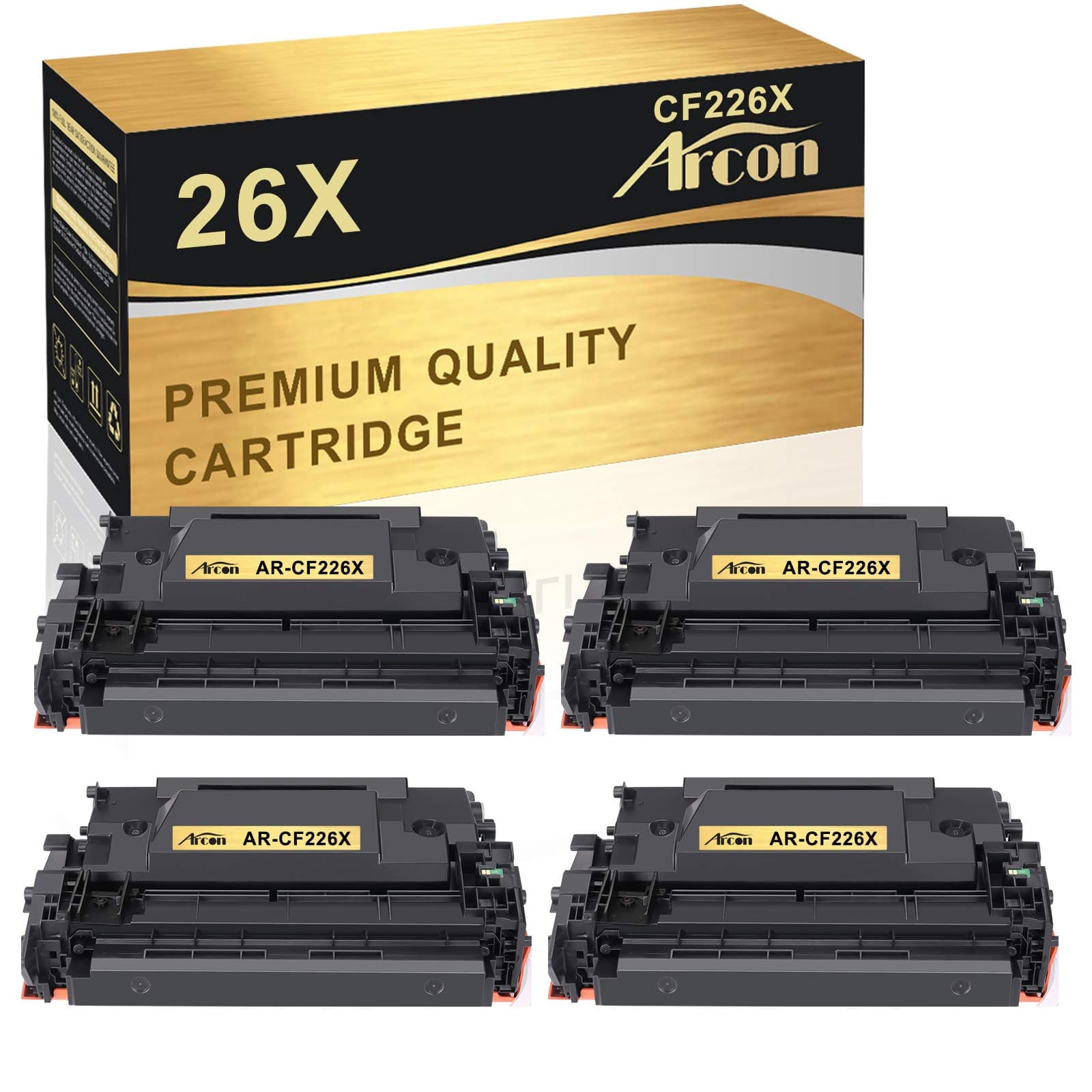 Arcon Compatible Toner Cartridge Replacement for HP 26X CF226X 26A CF226A for Pro M402n MFP M426fdw M402dn M402dw M426fdn Printer Black 4Pack