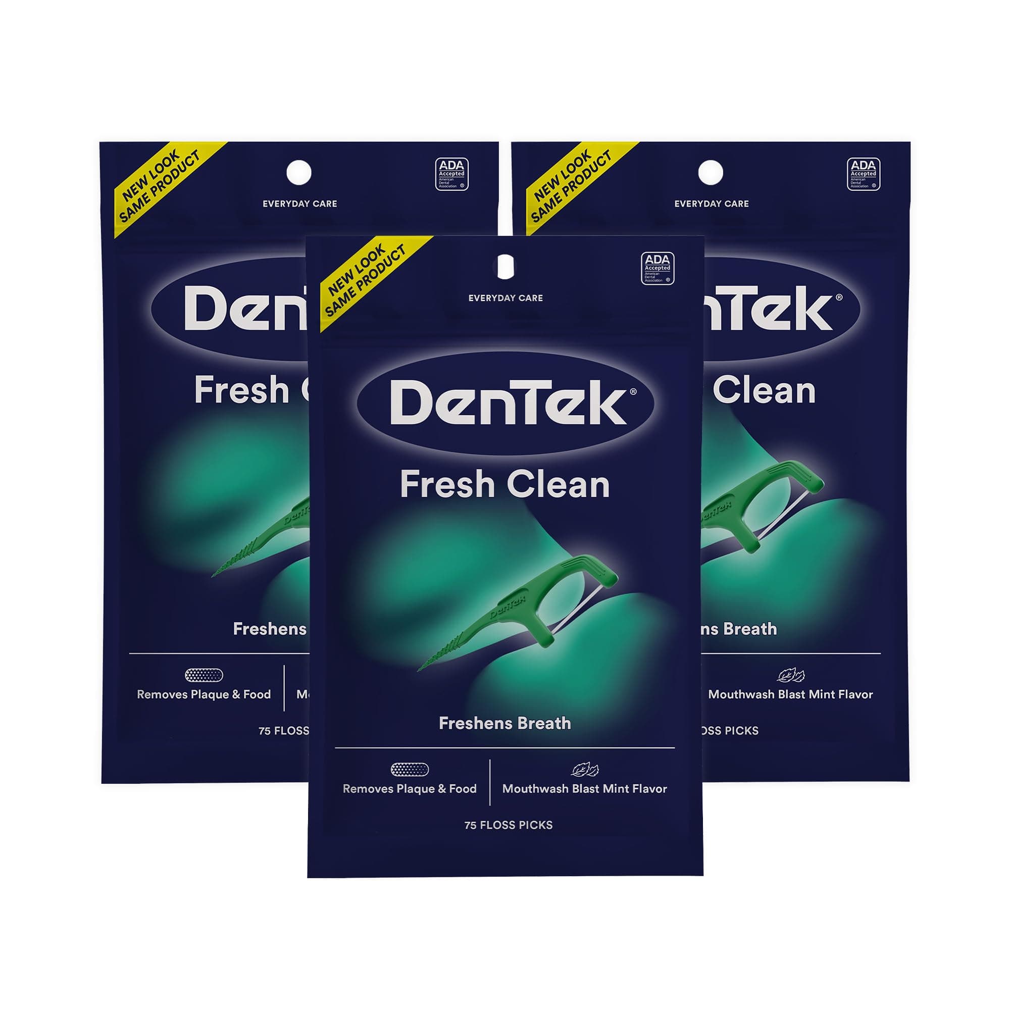 Fresh Clean Floss Picks, For Extra Tight Teeth, 75 Count, 3 Pack