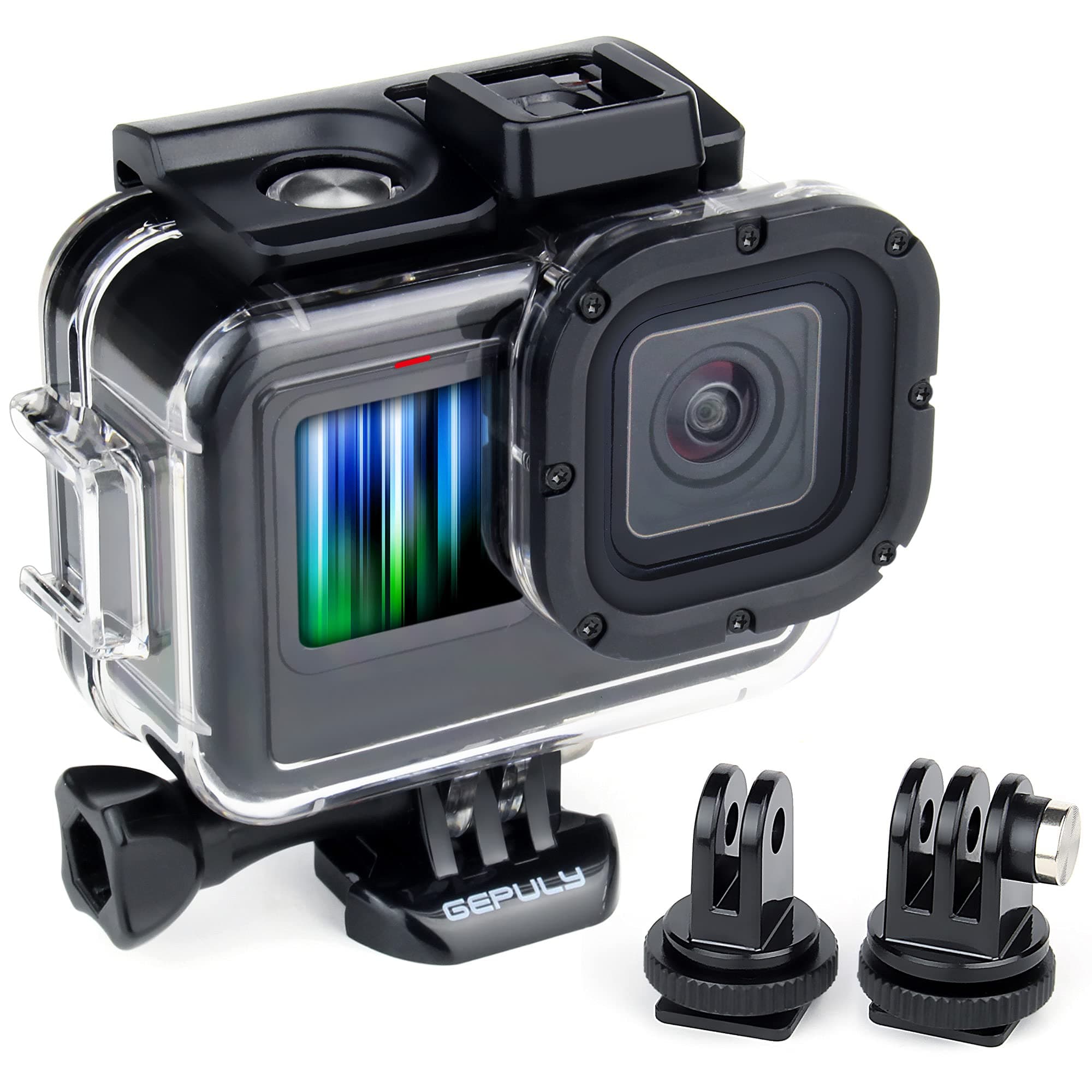 Waterproof Case for GoPro Hero 9 10 11 12 13 Black - with 2 Cold Shoe Adapters 60M Underwater Protective Dive Housing Shell Accessories Built-in Cold Shoe Slots Go Pro Accessory
