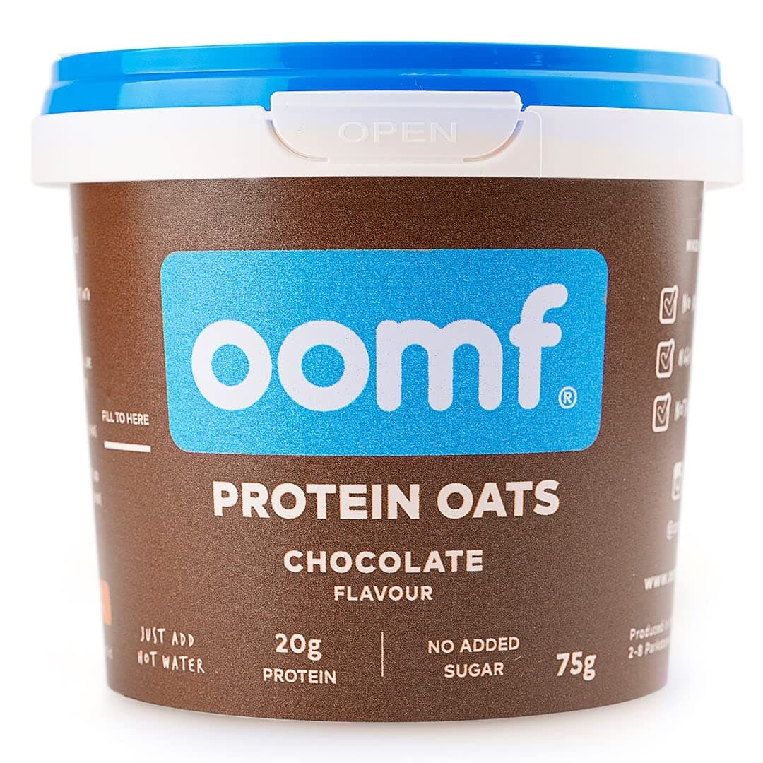 Oomf Protein Porridge to Go, Pack of 8 x 75g, Porridge Pots, Breakfast on the Go, 20g Whey Protein per Pot, No Added Sugar, No Artificial Flavours or Ingredients, Chocolate Flavour