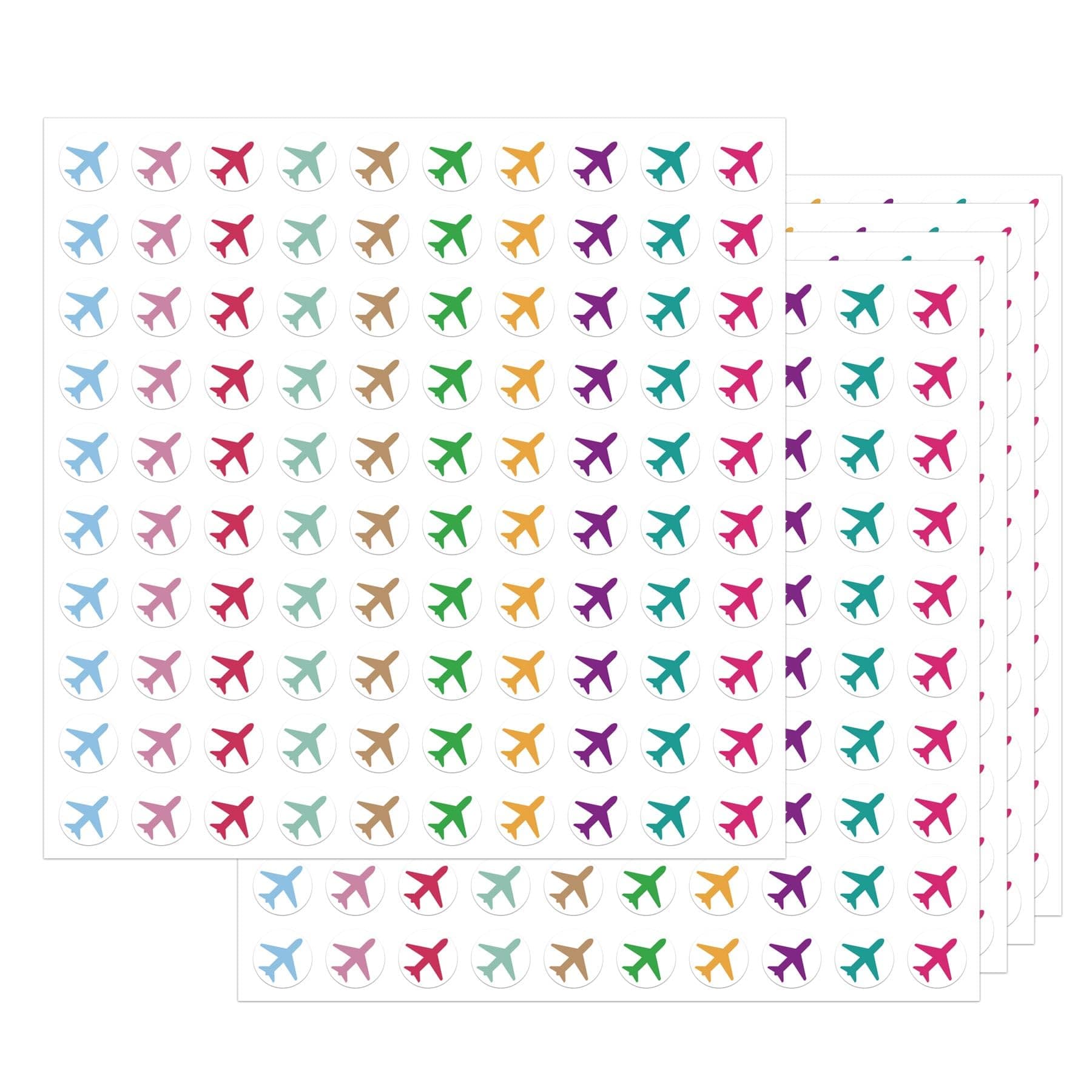 Pop Resin 500 Multicolor Travel The Map Airplanes Mini Stickers - 0.5 Inch Round Paper Stickers for Scrapbook, Classroom, Home Decoration
