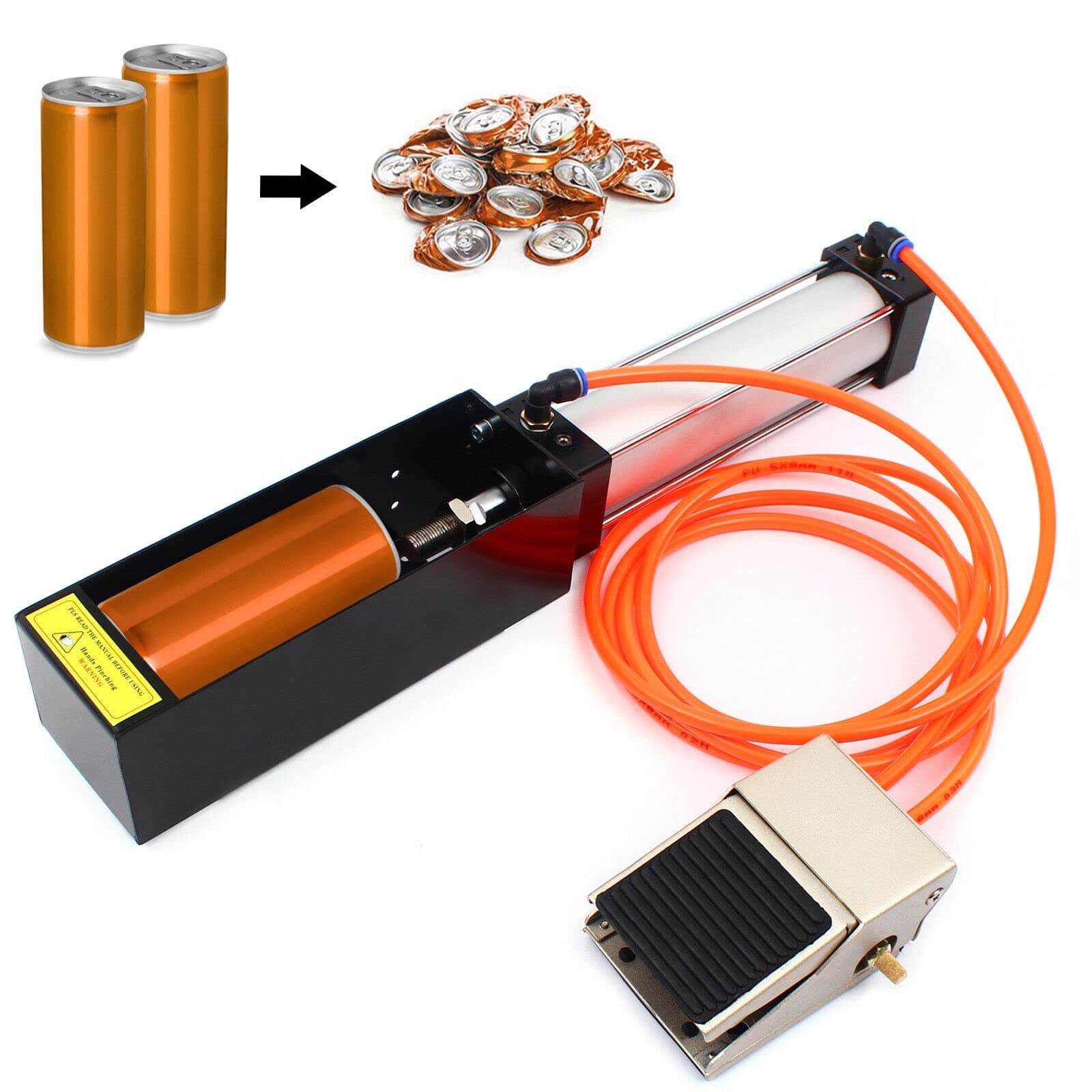 Aluminum Can Crusher, Heavy Duty Aluminum Can Crusher Pneumatic Air Cylinder Soda Beer Recycling Tool, Eco-Friendly Recycling Tool Efficient Soda Beer Smasher -Pedal Valve