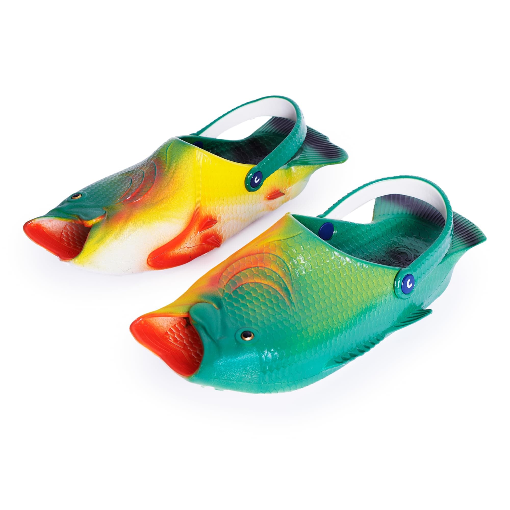 Fish Clogs - Sporty Bass Fish Flip Flops with Back Strap - The Ultimate in Ugly Shoes - Fishing Sliders for Men & Women - The Ideal Gifts for Dad & Gifts for Mom