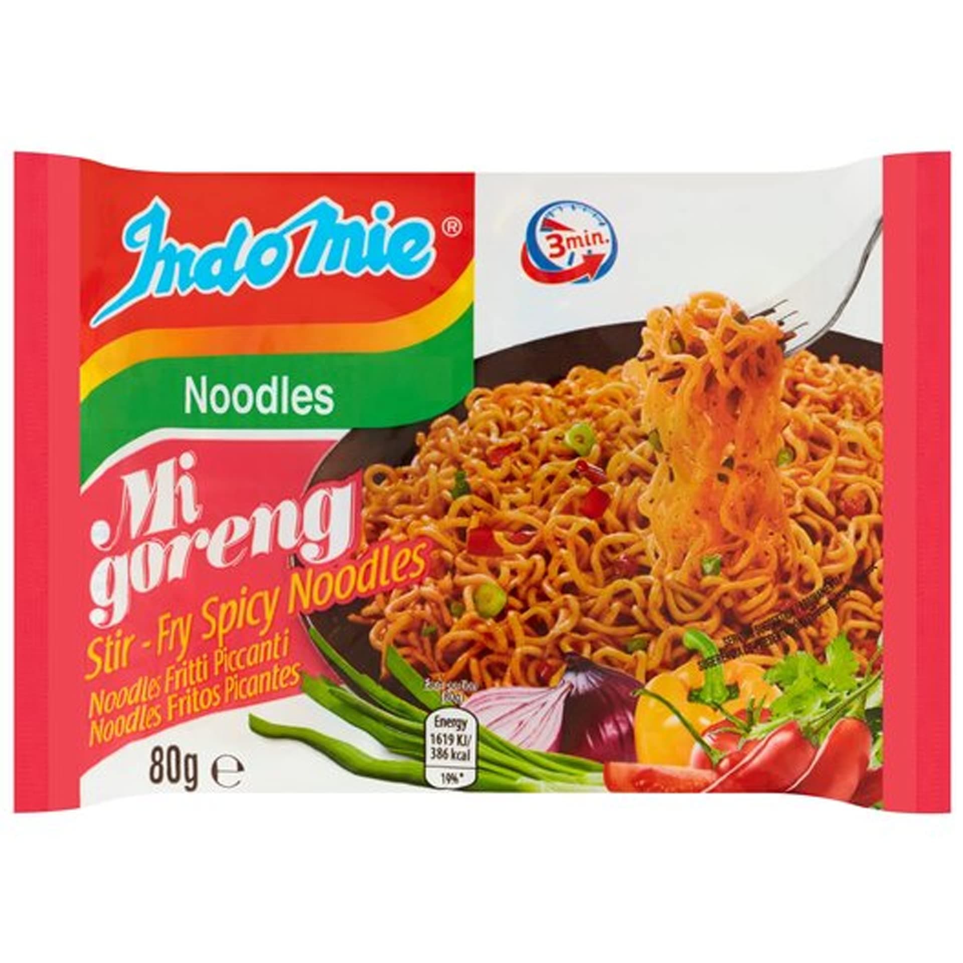 Mi Goreng Instant Stir Fry Noodles, Halal Certified, Hot & Spicy / Pedas Flavor 2.82 Ounce (Pack of 30)