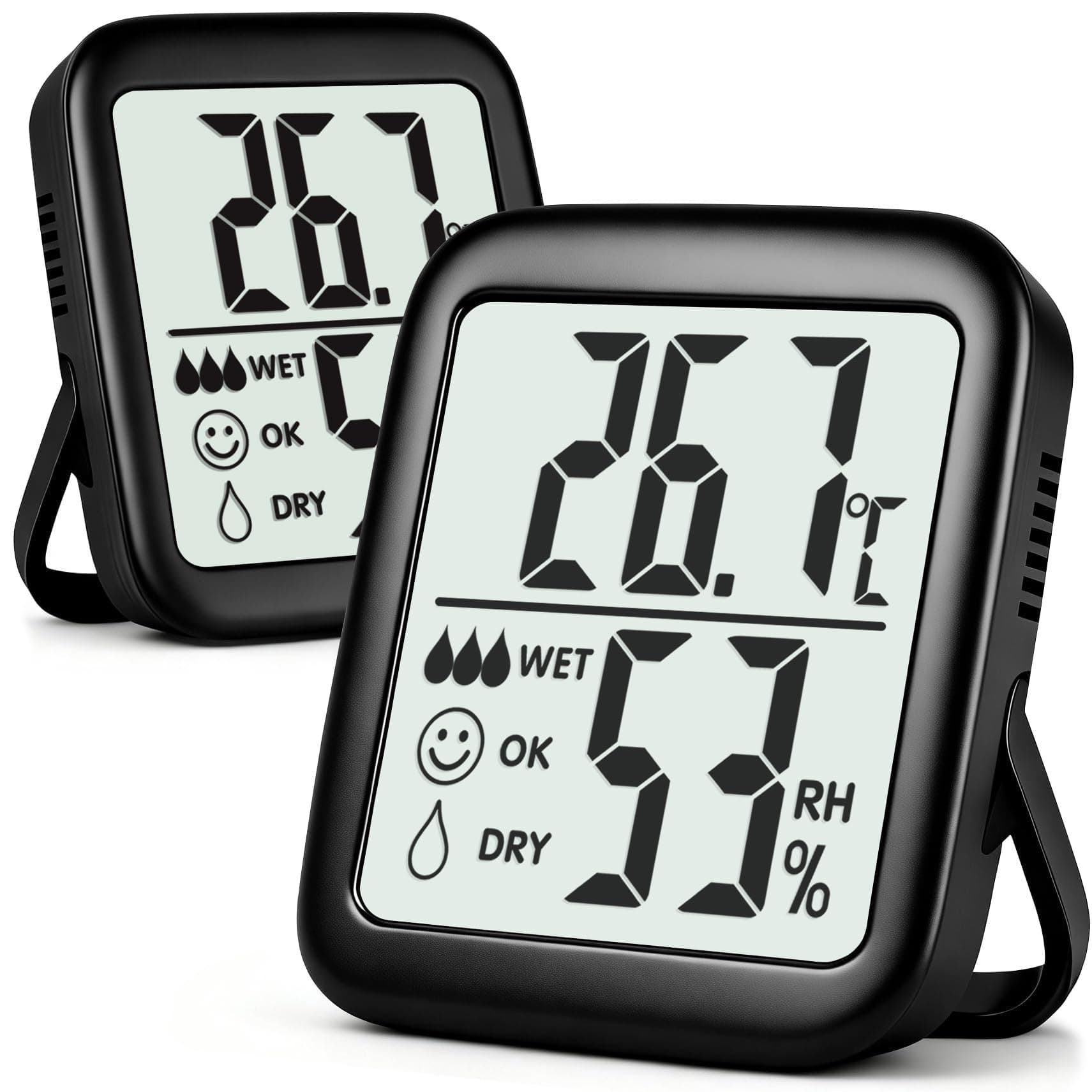 Antonki 2 Pack Room Thermometer for Home Indoor Hygrometer Humidity Meter Gauge Digital Temperature and Humidity Sensor Monitor for House Terrarium Incubator Greenhouse - Battery Included