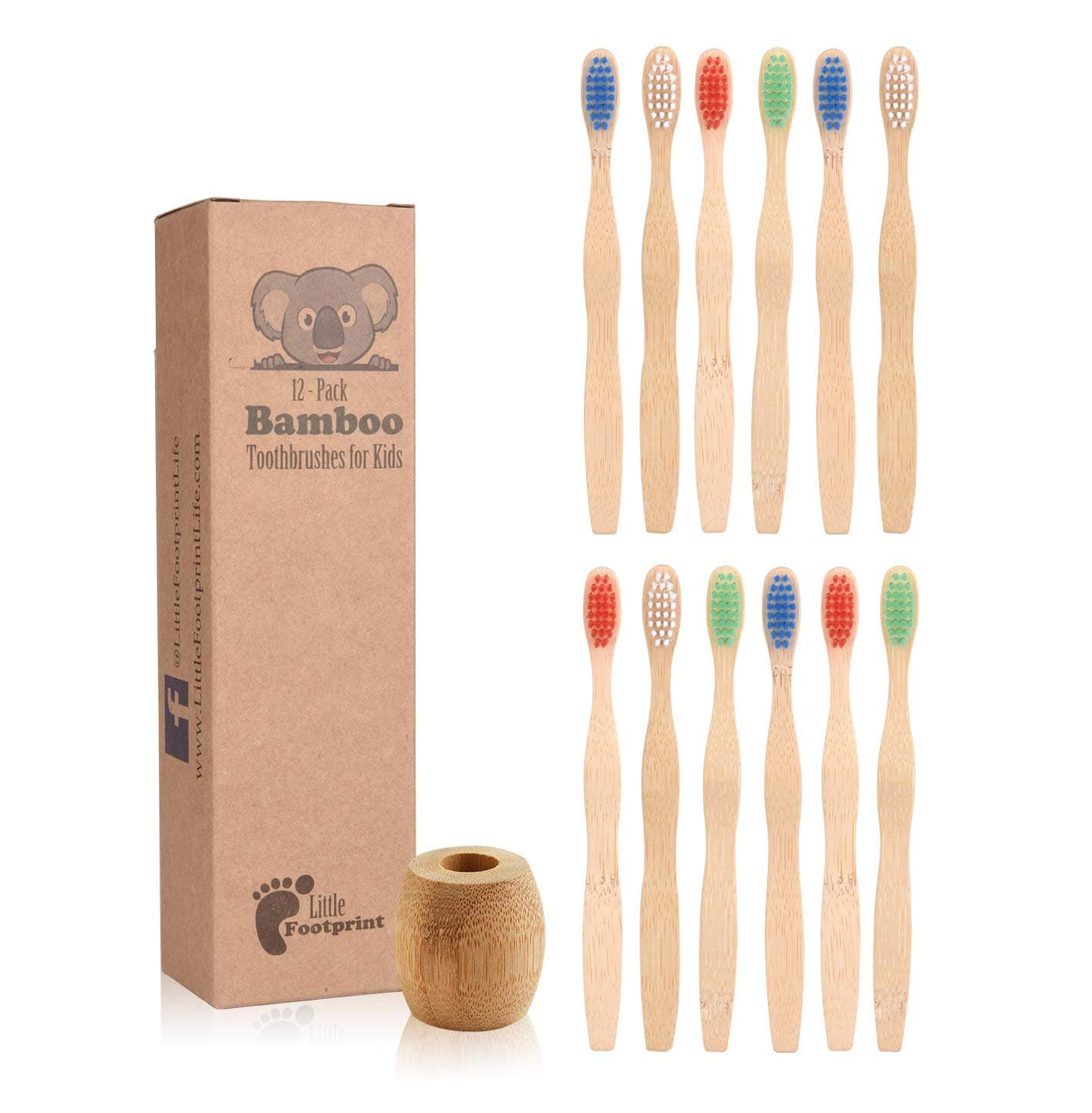 Kids Bamboo Toothbrushes - 12 Pack |BPA Free Soft Bristles Toothbrushes | Eco-Friendly, Natural Bamboo Toothbrush Set | Biodegradable, Compostable, Wooden Eco Friendly