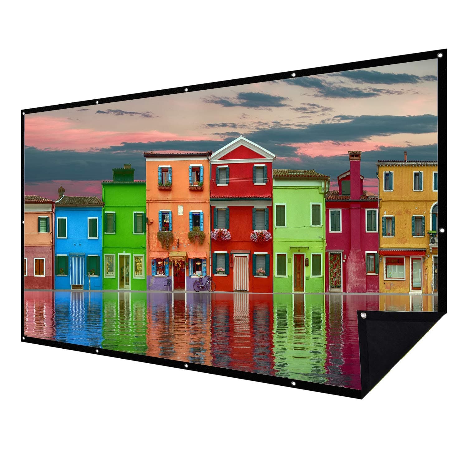 NIERBO Double Layer Projector Screen 100 inch 16:9 Portable Projection Movie Screen 3D with No Light Transmission for Home Theater Outdoor Indoor Office with 15 Nails No Crease